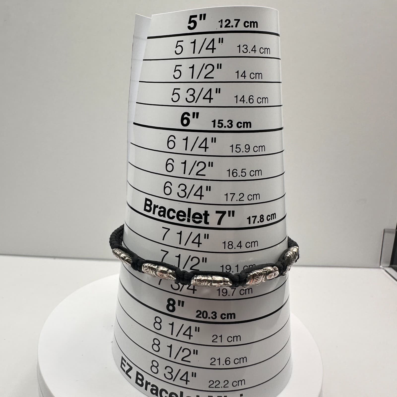 Vintage 90s Silver Tone Elephant Charm Black Braided Cord Bracelet Adjustable - Thumbnail 10