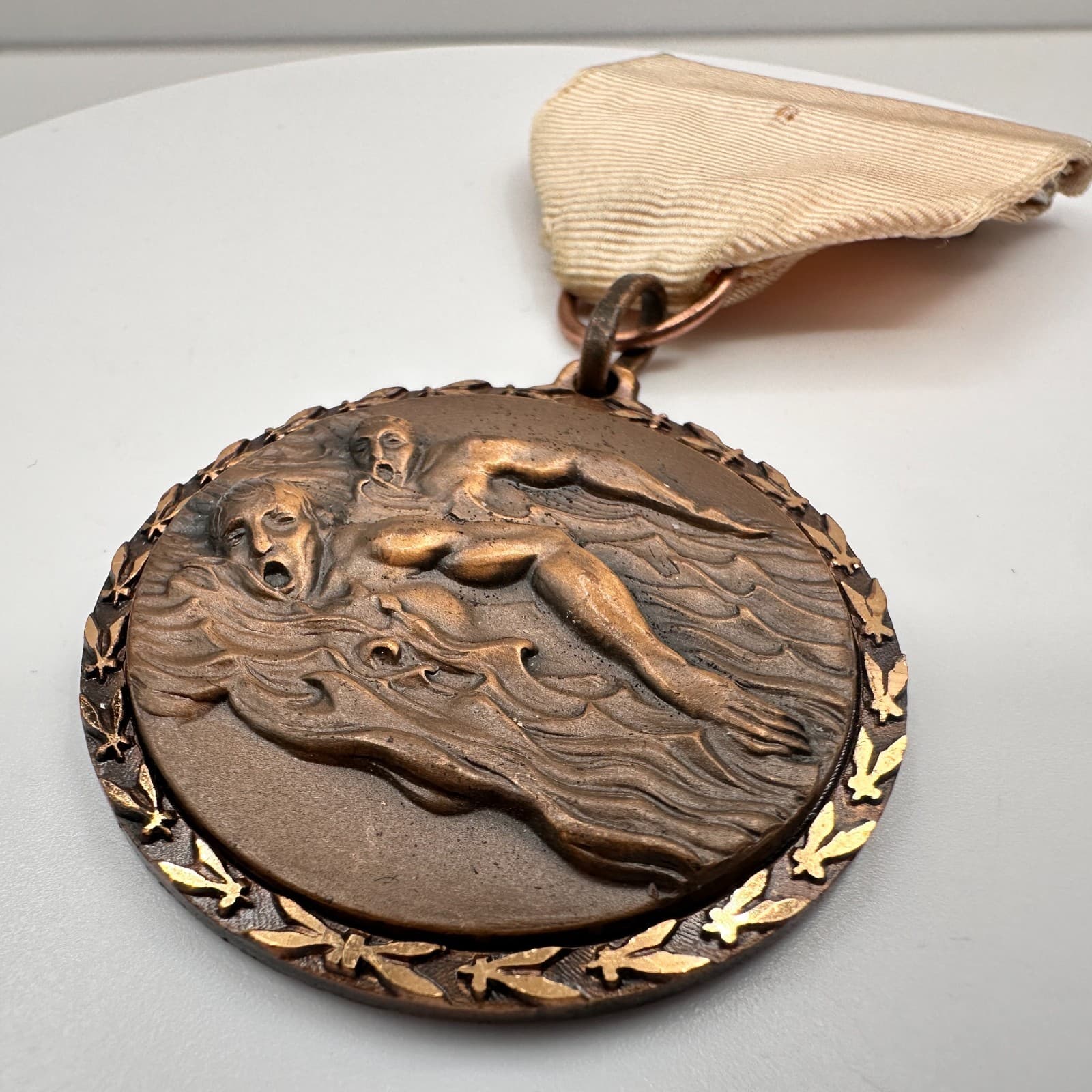 Vintage 1983 BMAC Pentathlon Swimming Medal Bronze Tone Award 15-18 Year Age - Thumbnail 5