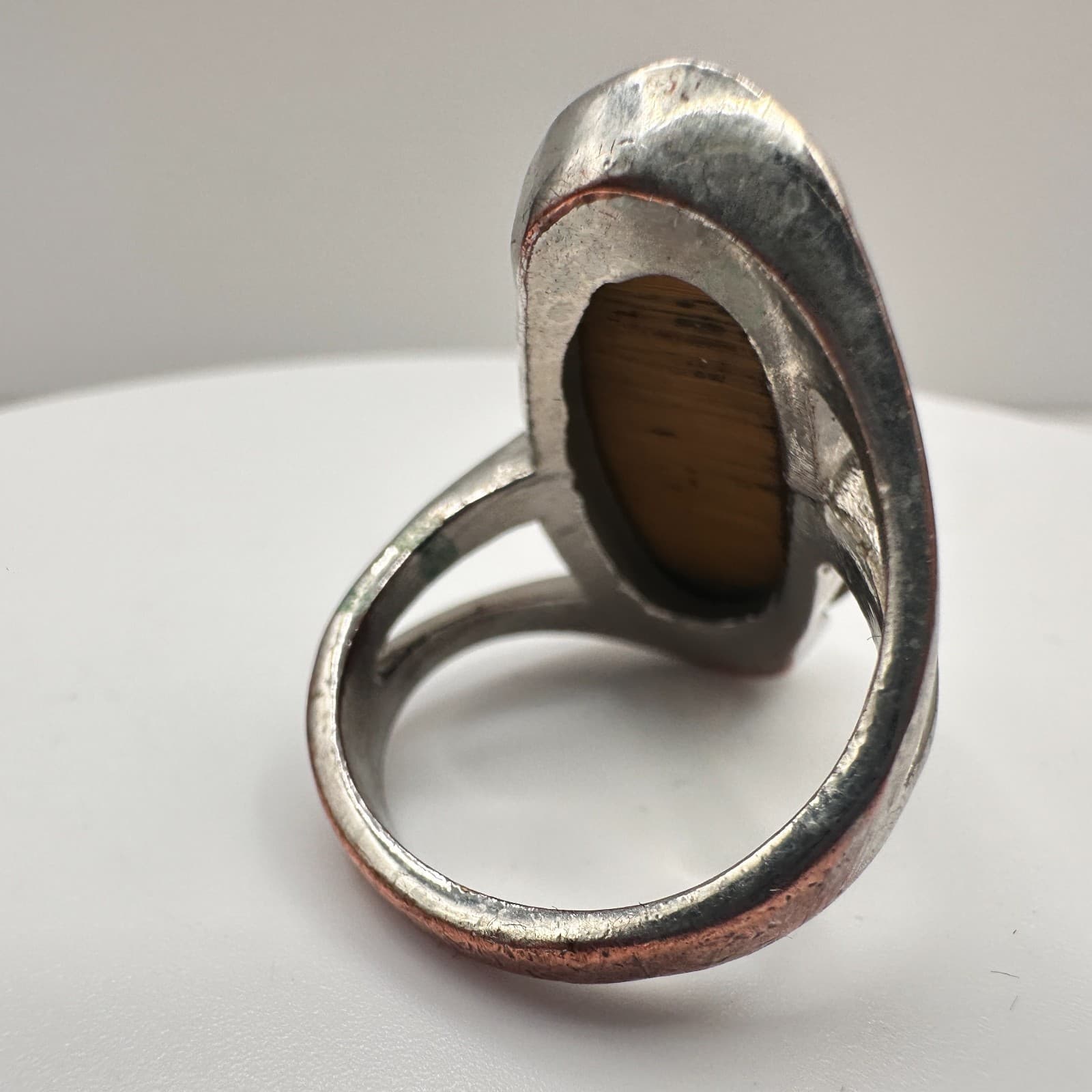 Vintage 90s Silver Tone Oval Ring Statement Women's Classic Fashion Jewelry - Thumbnail 4