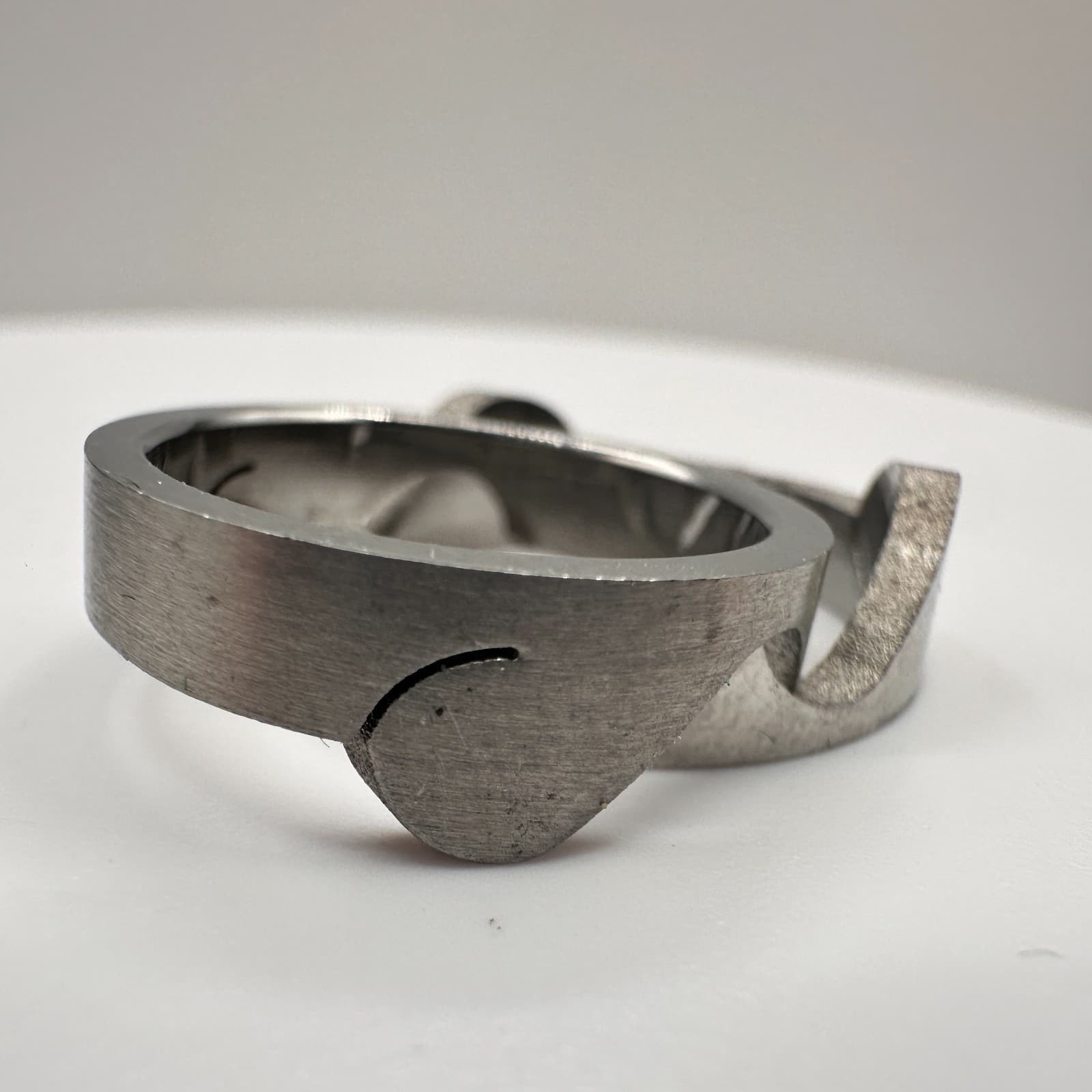 Vintage 90s Silver Tone Interlocking Puzzle Band Ring Set Women's Jewelry - Thumbnail 4