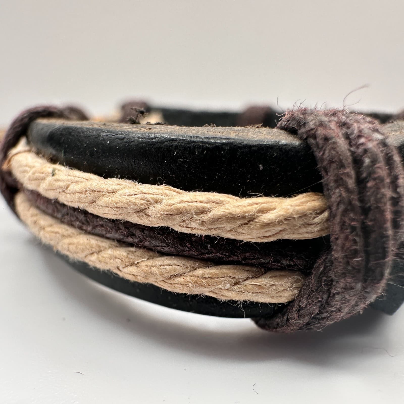 Vintage Y2K Leather Scorpion Bracelet Handmade Boho Tribal Rope Cord Jewelry - Thumbnail 4