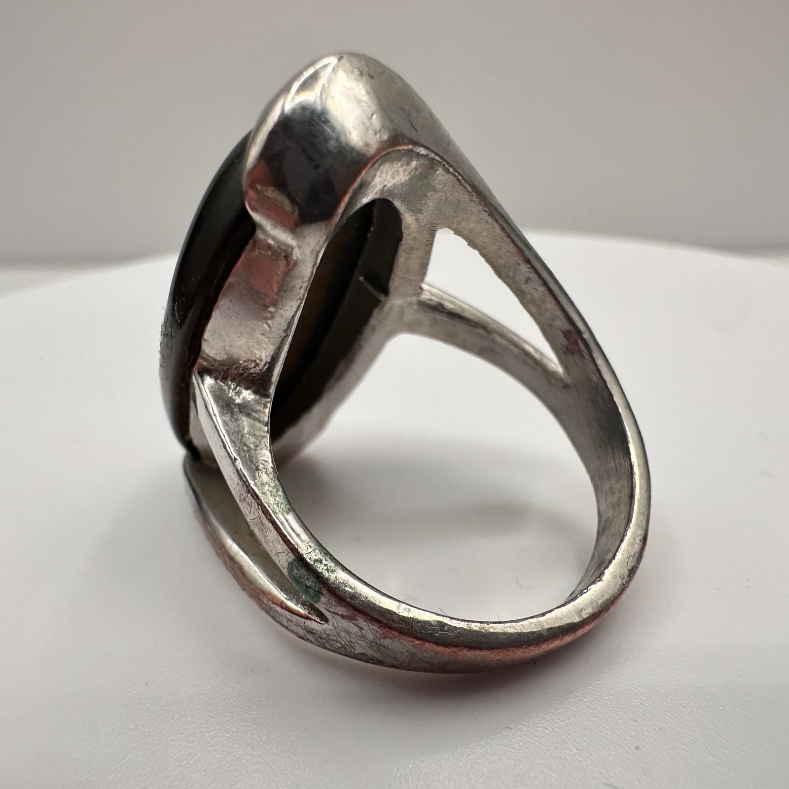 Vintage 90s Silver Tone Oval Ring Statement Women's Classic Fashion Jewelry - Thumbnail 5