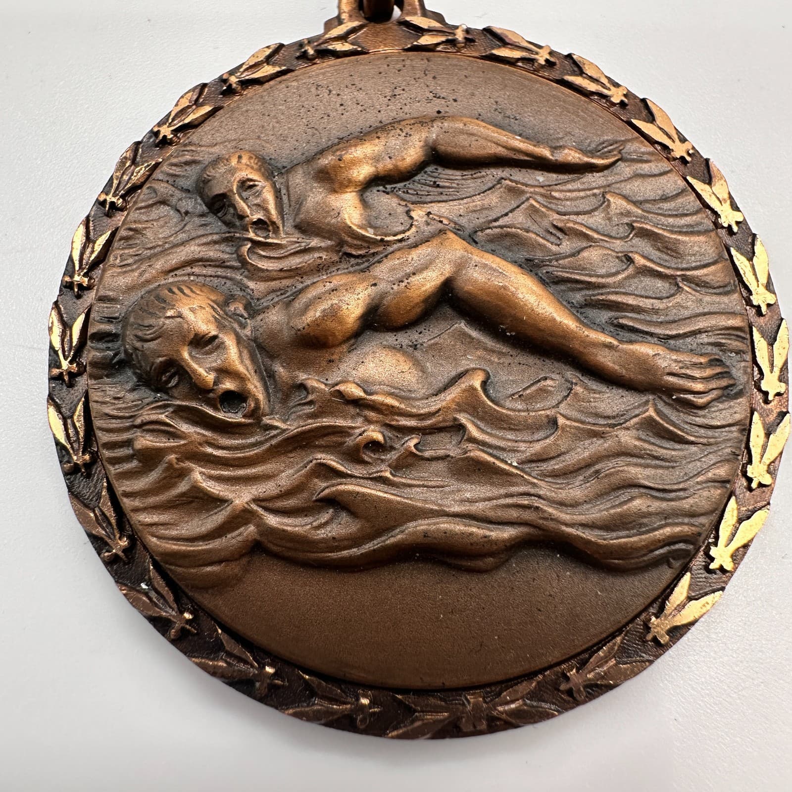 Vintage 1983 BMAC Pentathlon Swimming Medal Bronze Tone Award 15-18 Year Age - Thumbnail 2