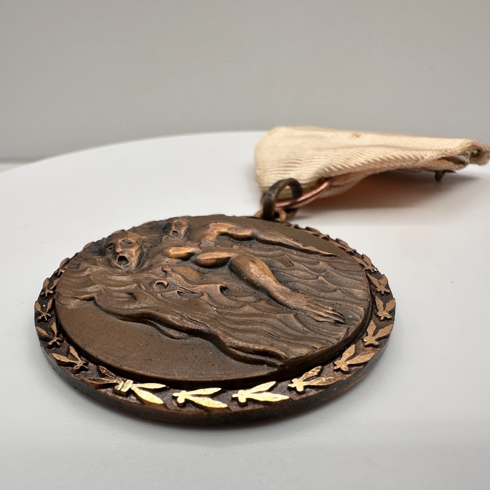 Vintage 1983 BMAC Pentathlon Swimming Medal Bronze Tone Award 15-18 Year Age - Thumbnail 4