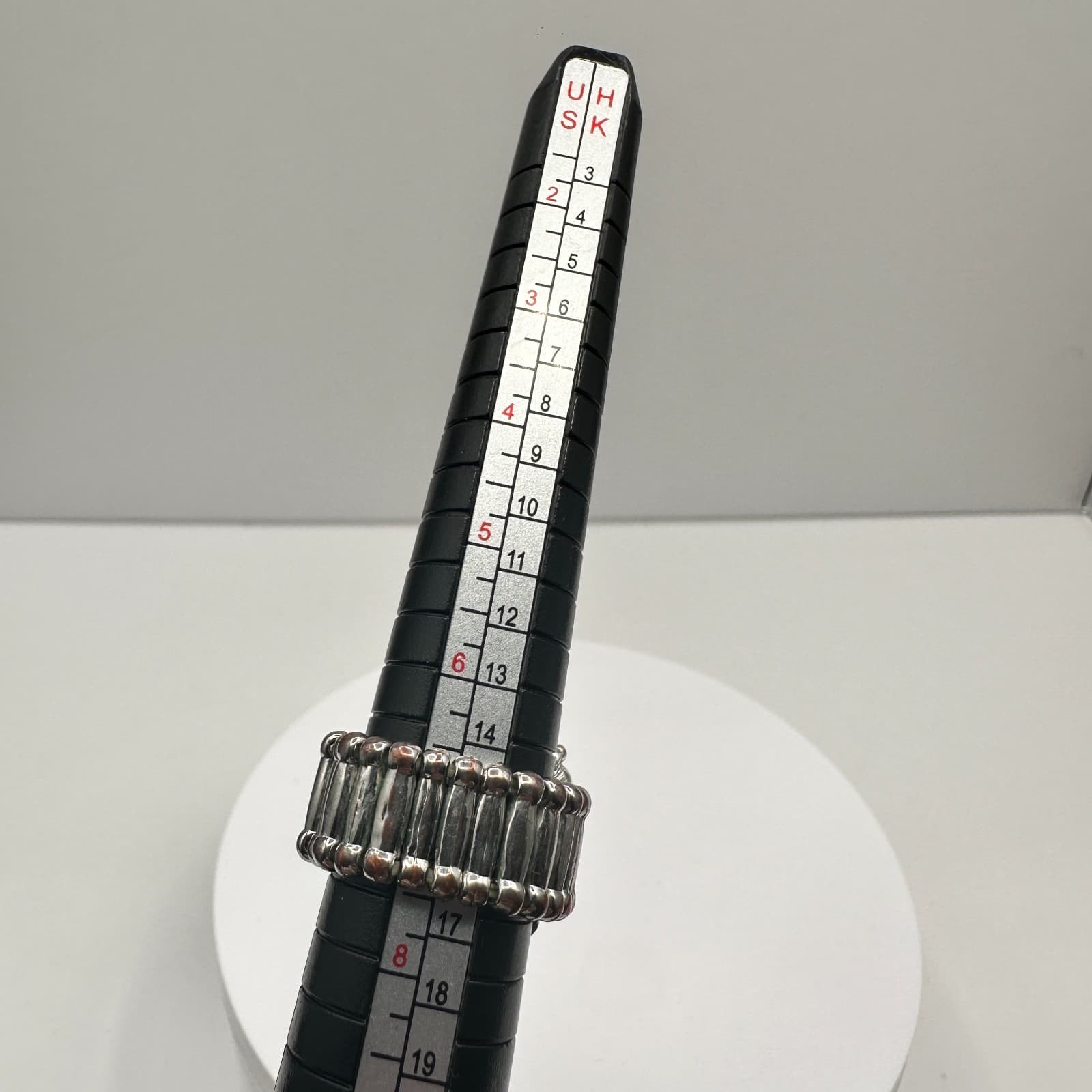 Vintage 90s Faux Pearl Stretch Ring Silver Tone Clear Glass Boho Fashion Jewelry - Thumbnail 6