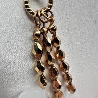 Vintage Y2K Multi Stand Gold Tone Statement Necklace White Faux Moonstone Beaded - Thumbnail 6