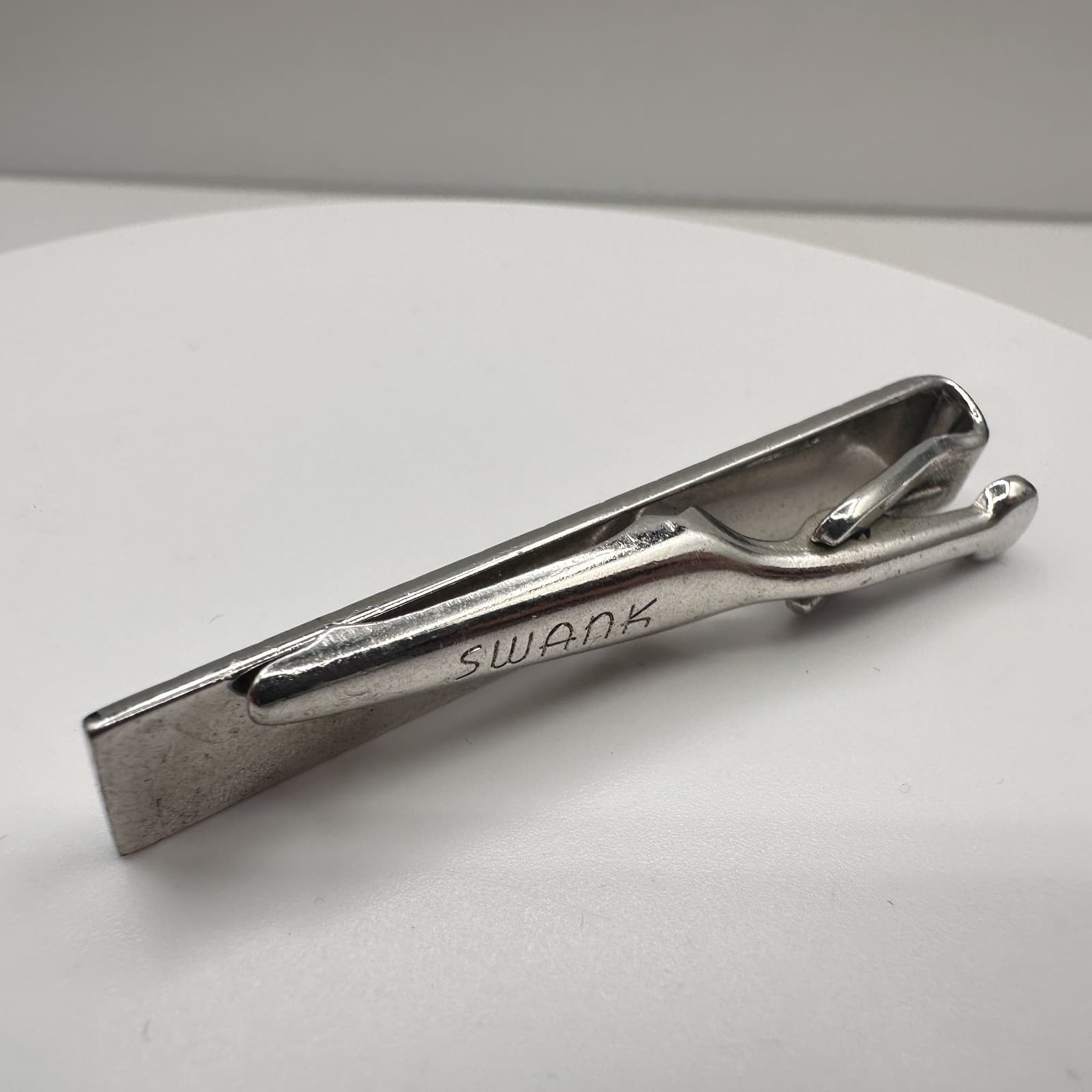 Vintage 90s Swank Silver Tone Fleur De Lis Cufflinks & Tie Clip Set Jewelry - Thumbnail 9