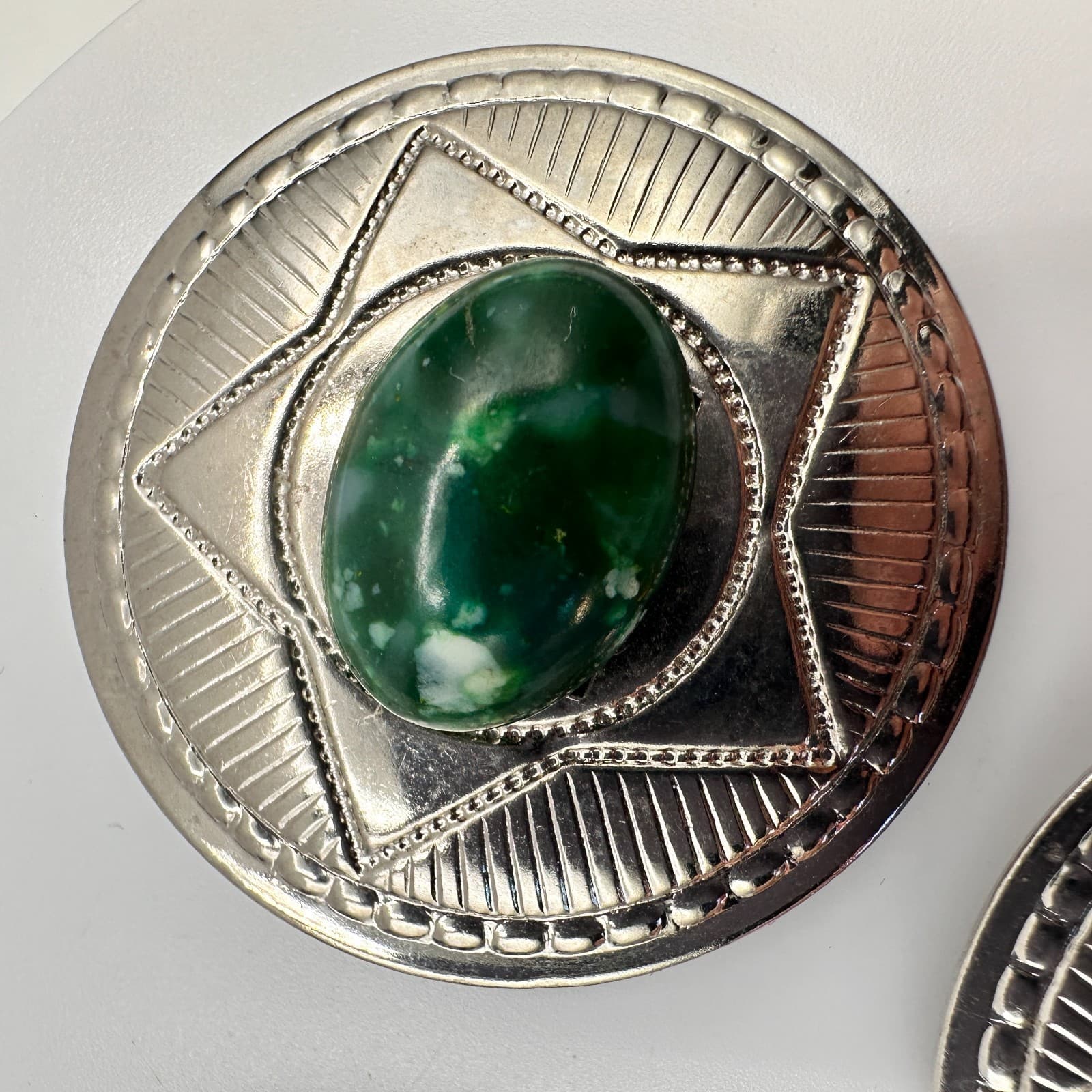 Vintage 90s Western Buttons Covers Set Silver Tone Faux Turquoise Lapis Malachit - Thumbnail 6