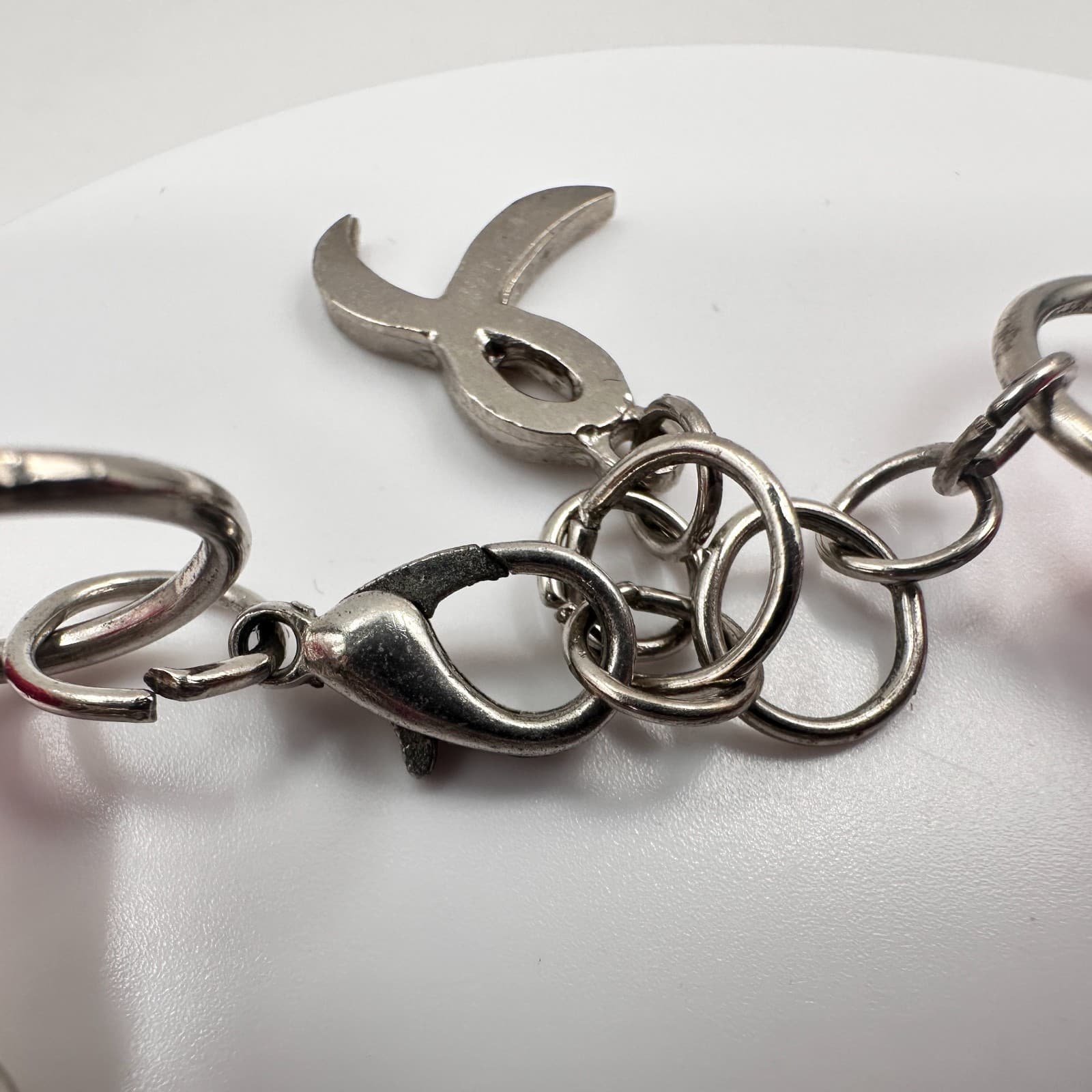 Vintage 90s Silk Ribbon Breast Cancer Awareness Bracelet Silver Tone Beaded - Thumbnail 6