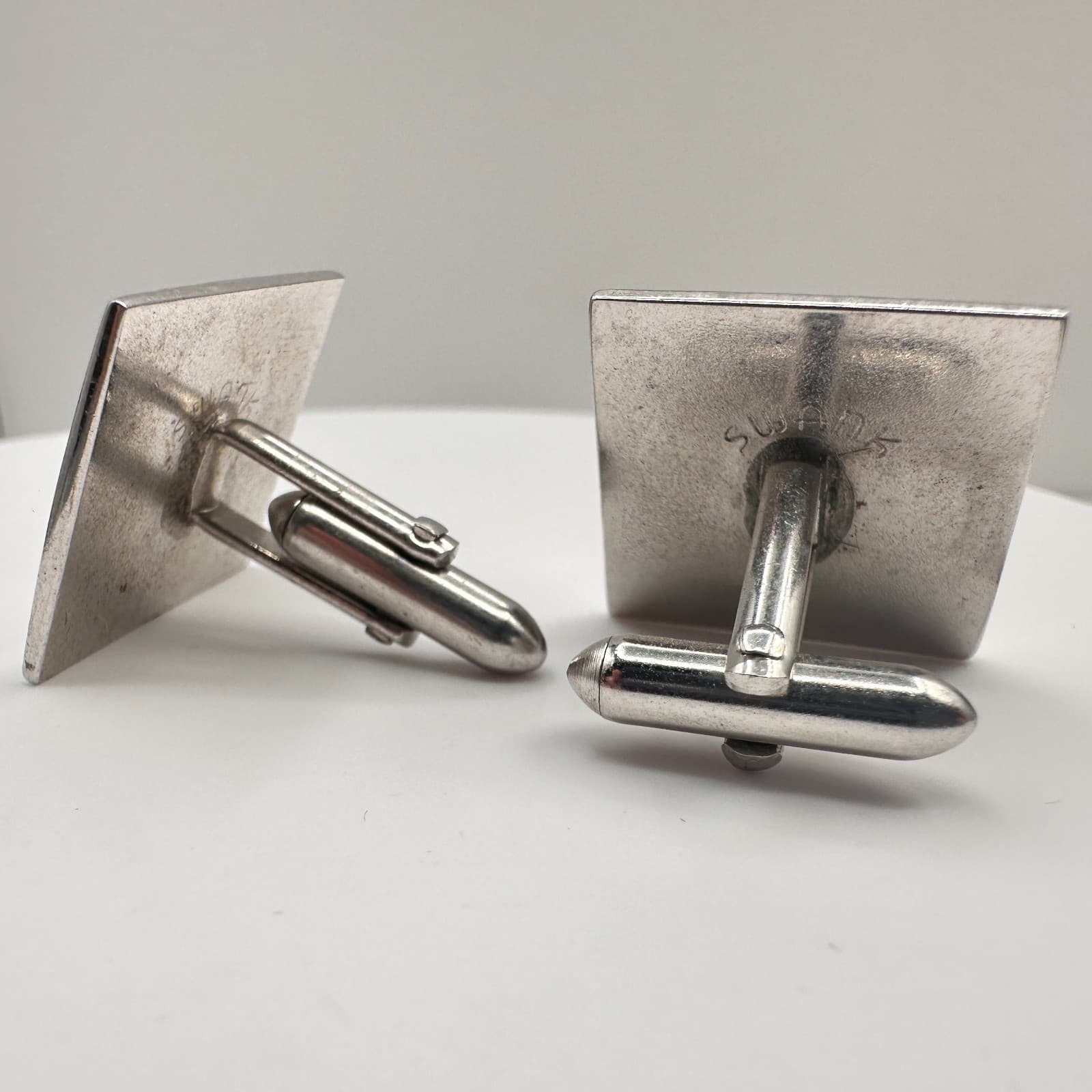 Vintage 90s Swank Silver Tone Fleur De Lis Cufflinks & Tie Clip Set Jewelry - Thumbnail 5