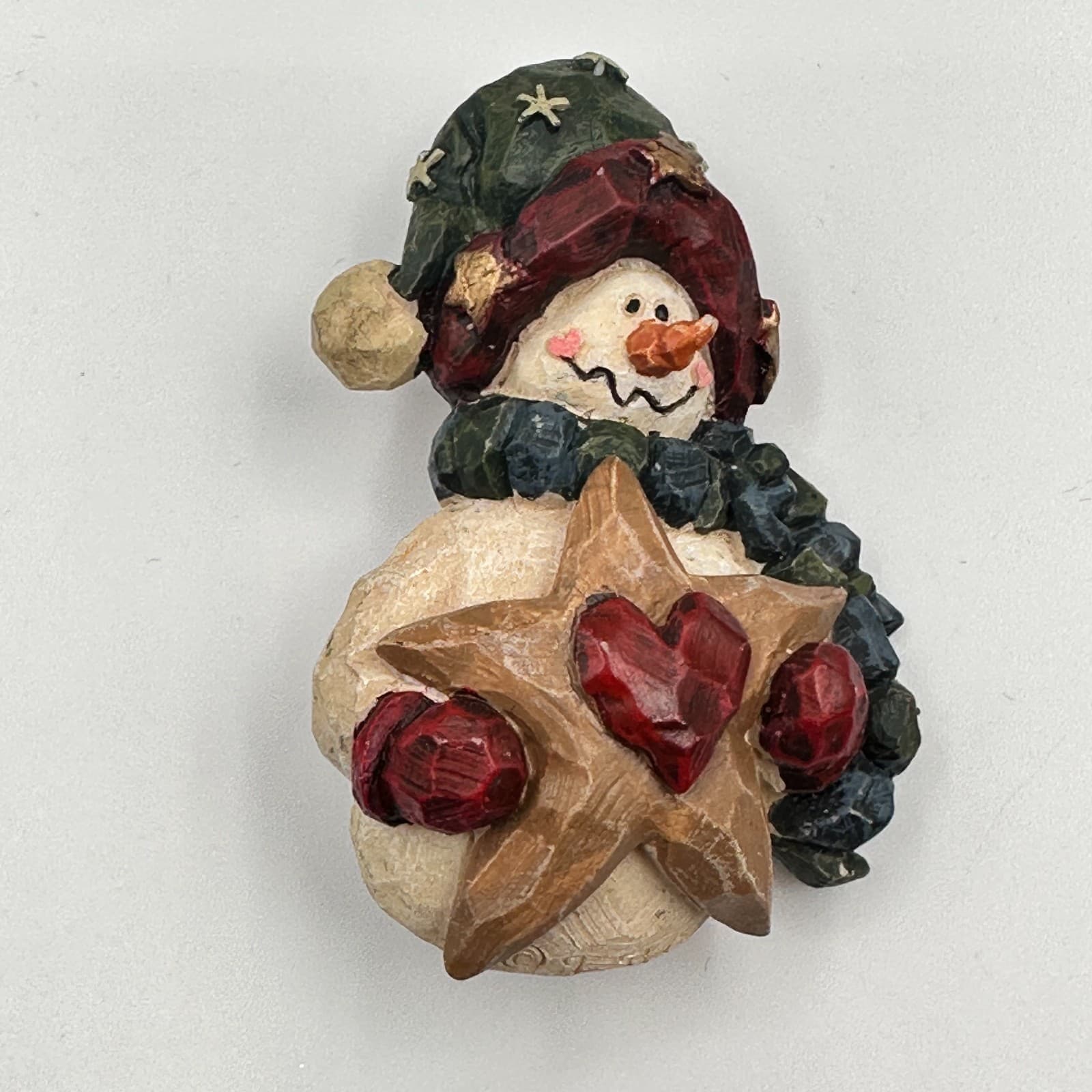 Vintage 90s Snowman Brooch Pin Set Football Helmet Star Heart Christmas Holiday - Thumbnail 5