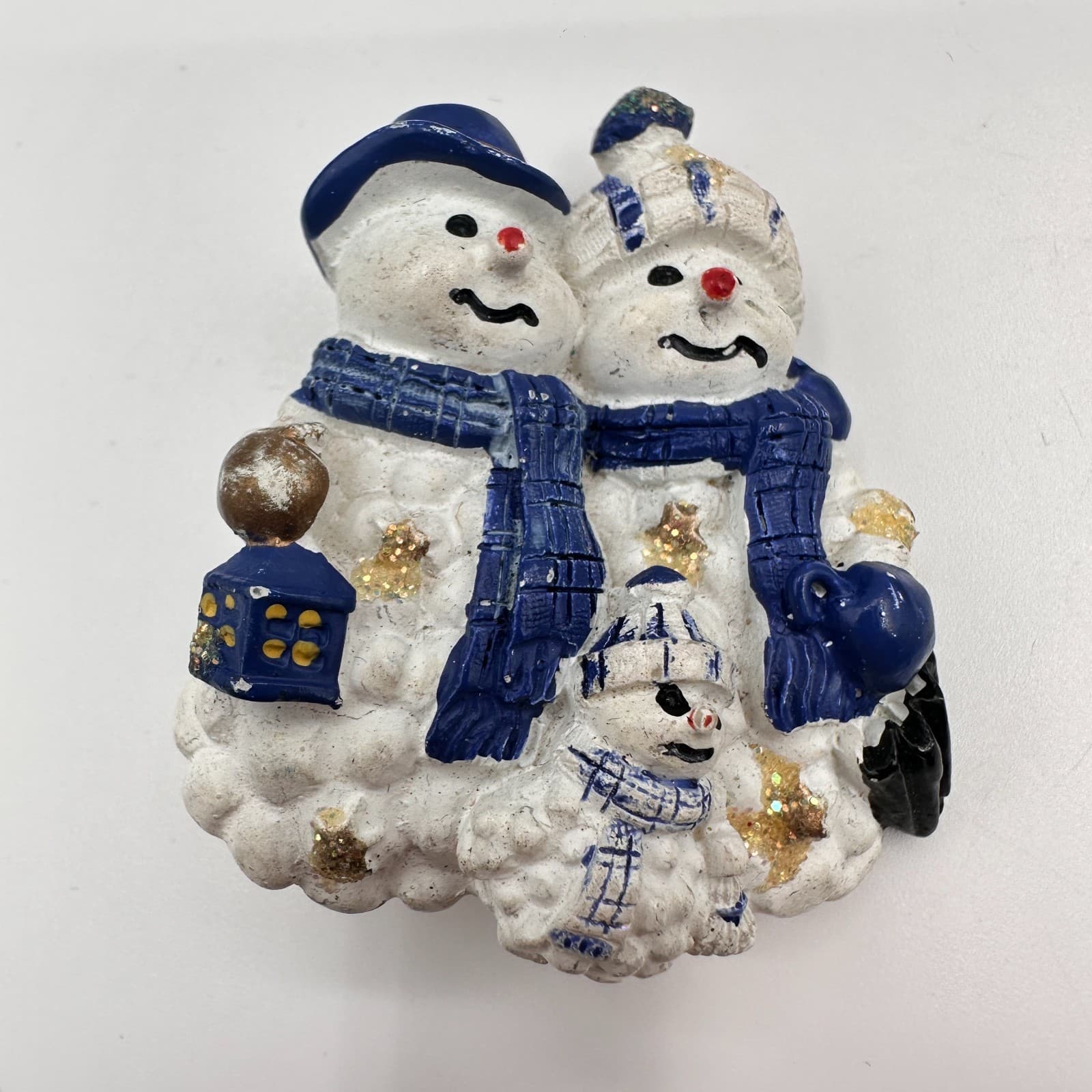 Vintage 90s Snowman Family Brooch Pins Set Resin Christmas Holiday Jewelry - Thumbnail 3