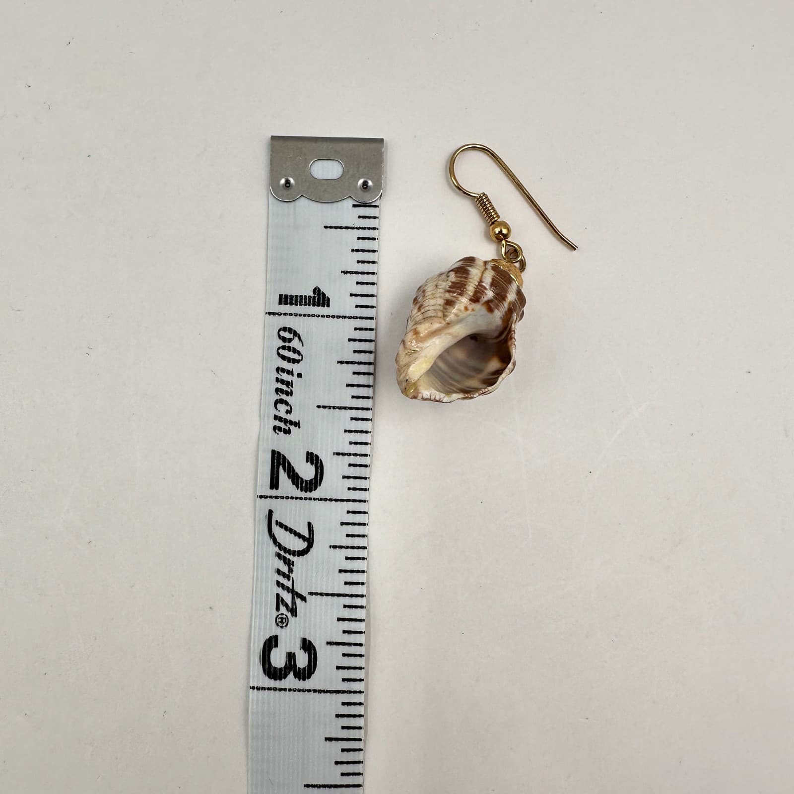 Vintage 90s Sea Shell Dangle Drop Earrings Gold Tone Boho Beach Nautical Jewelry - Thumbnail 8