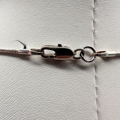 Vintage 90s Oval Labradorite Pendant Necklace Silver Tone Snake Chain Jewelry - Thumbnail 5