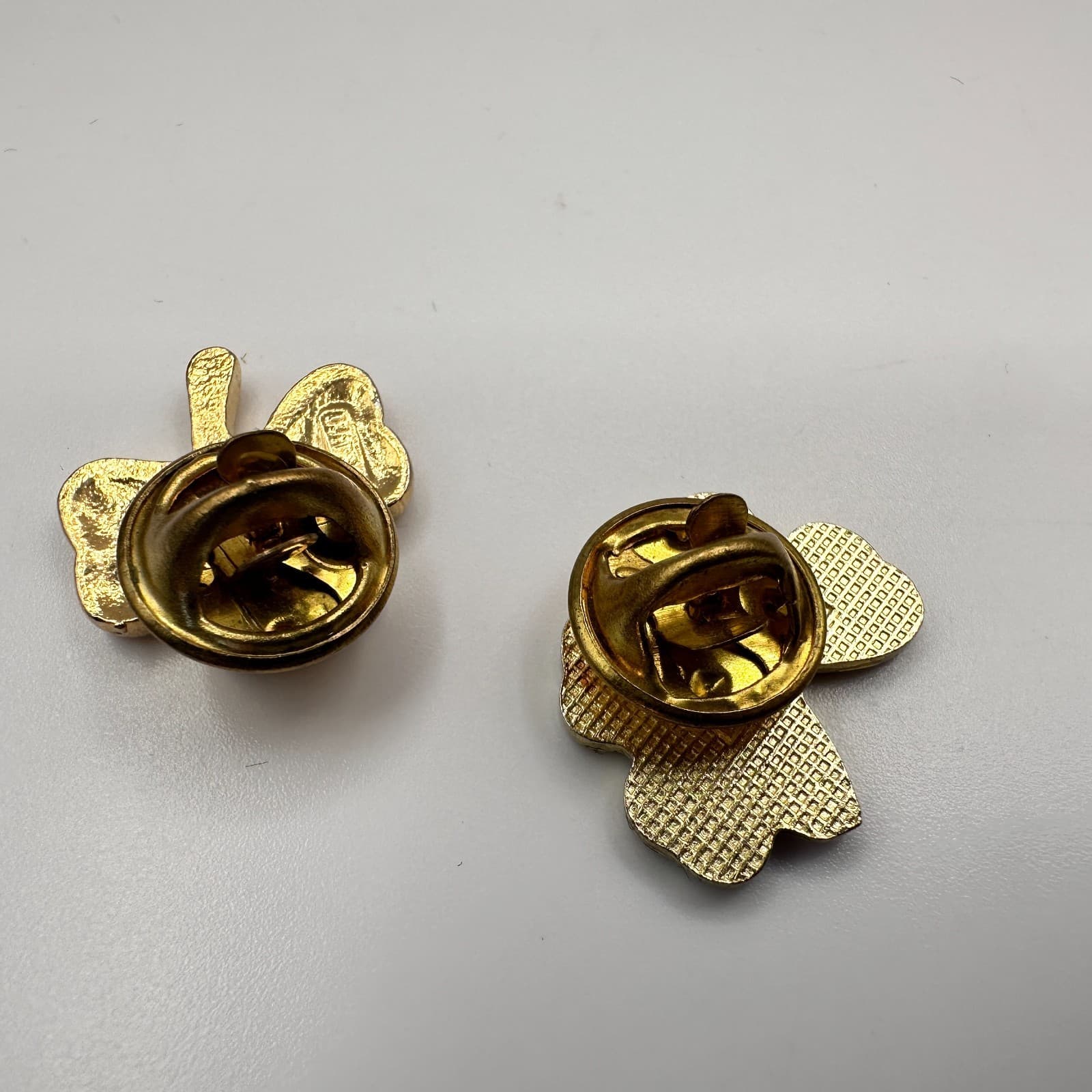 Vintage 90s Shamrock Lapel Pins Set Green Enamel Gold Tone Floral Rhinestone - Thumbnail 6