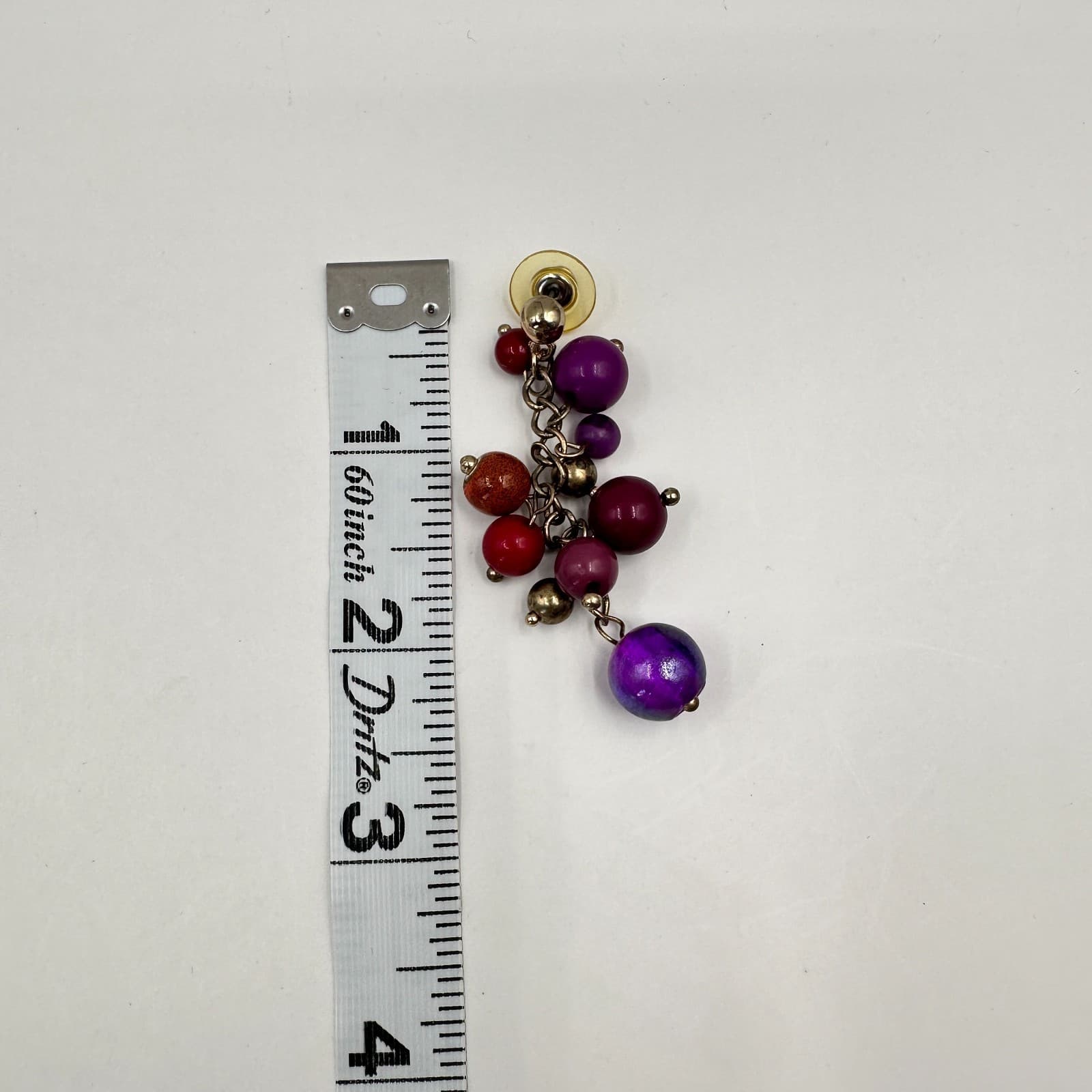 Vintage Y2K Purple Crystal Stone Dangle Earrings Set Beaded Boho Women's Jewelry - Thumbnail 8