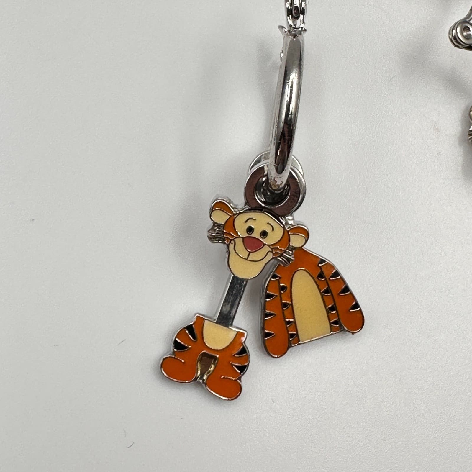 Vintage Y2K Disney Tigger Winnie the Pooh Hoop Earrings Dangle Silver Tone - Thumbnail 2