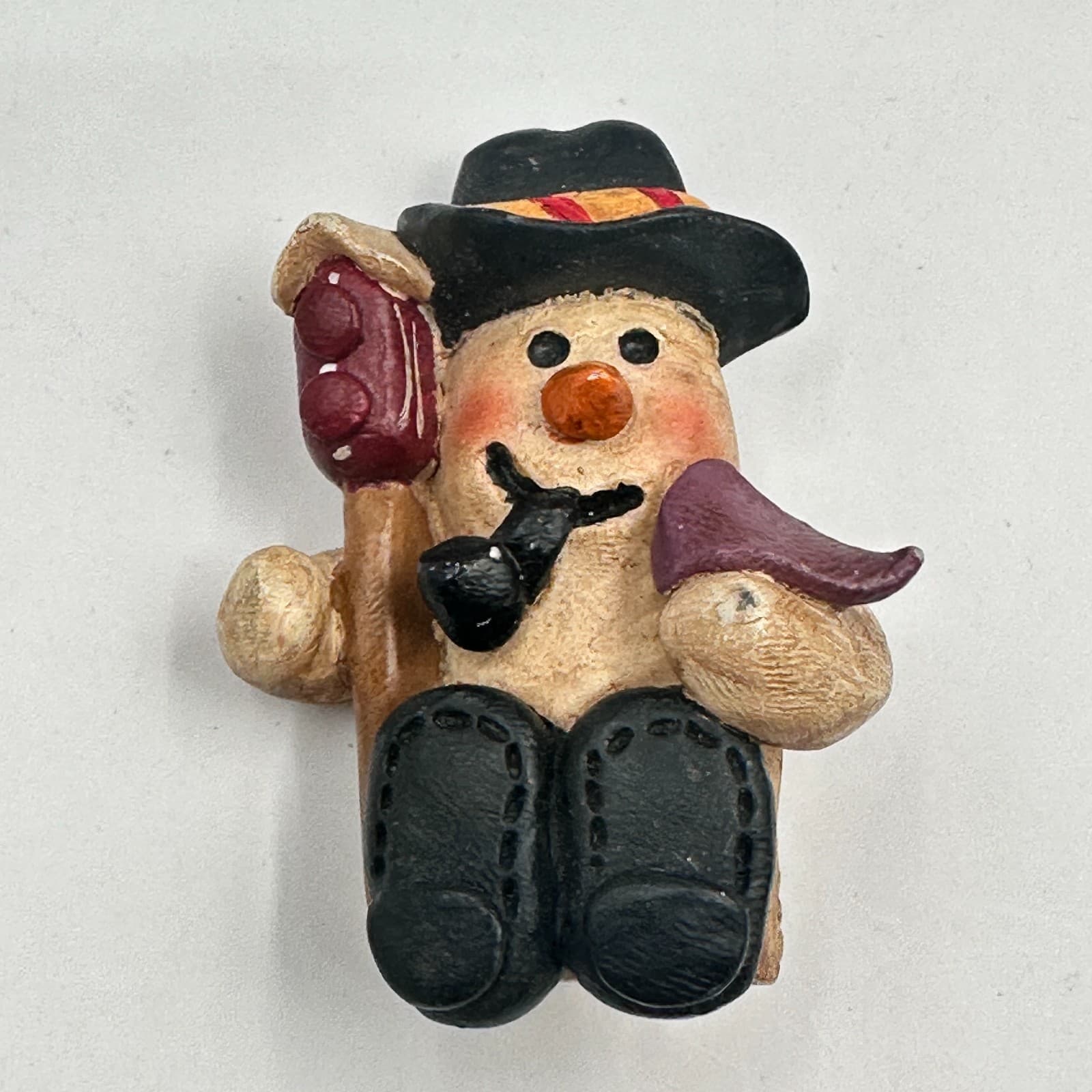 Vintage 90s Snowman Brooch Set Painted Winter Holiday Pins Fashion Jewelry - Thumbnail 6