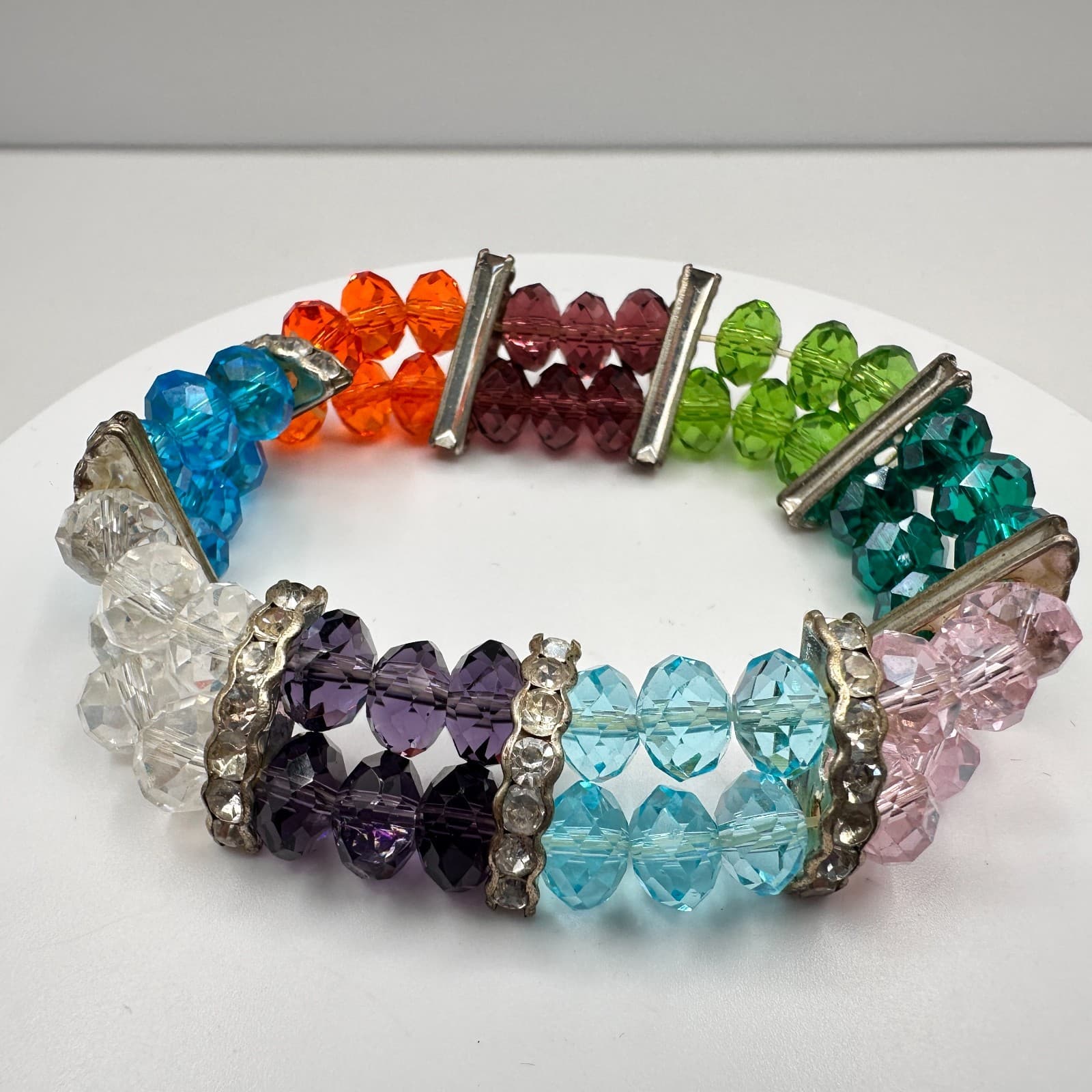 Vintage Y2K Crystal Beaded Stretch Bracelet Rhinestone Women's Classic Jewelry - Thumbnail 5