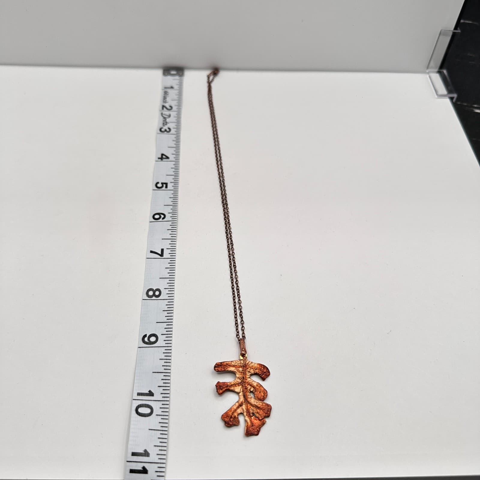 Vintage 90s Copper Tone Oak Leaf Pendant Necklace Nature Boho Style Fall Fashion - Thumbnail 8