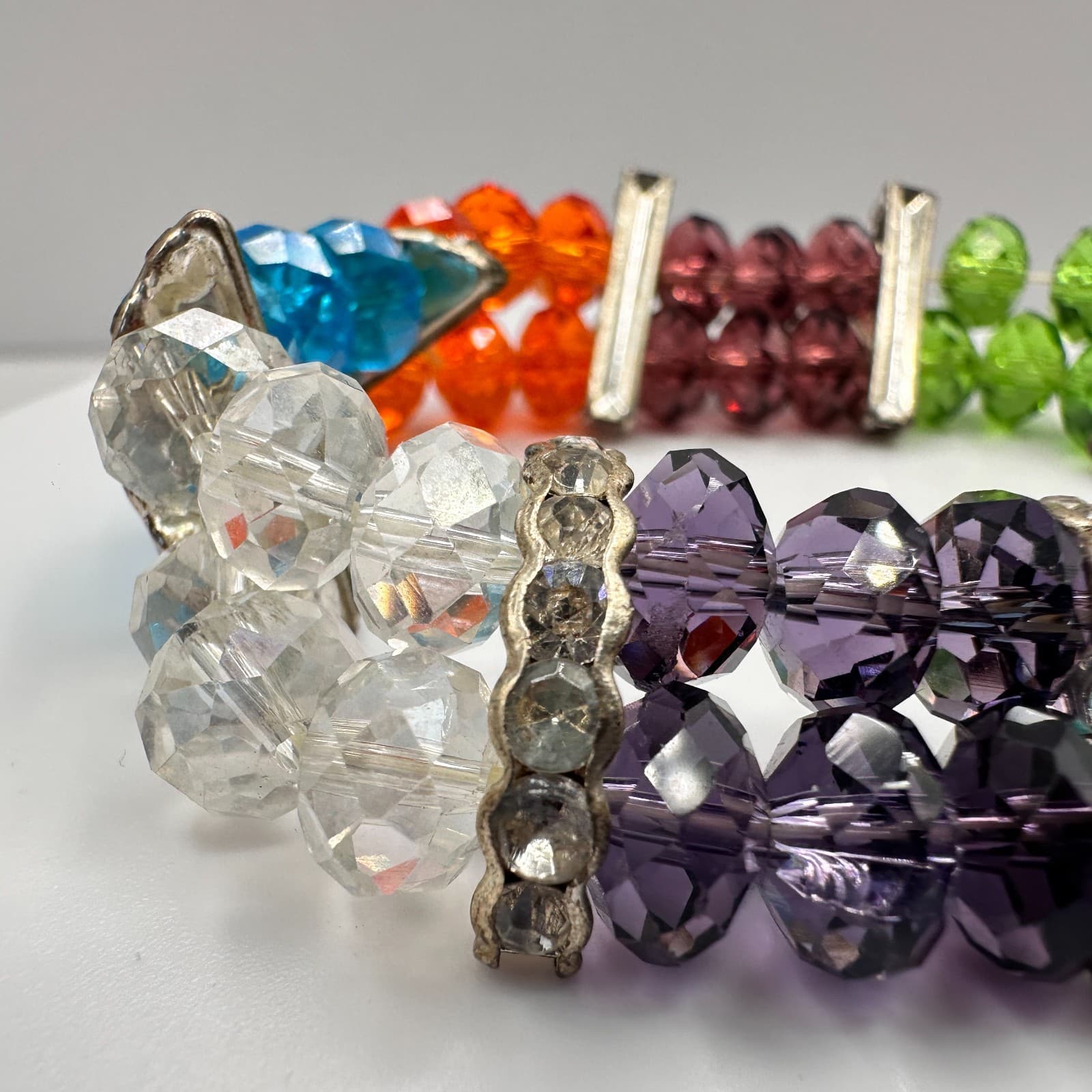 Vintage Y2K Crystal Beaded Stretch Bracelet Rhinestone Women's Classic Jewelry - Thumbnail 4