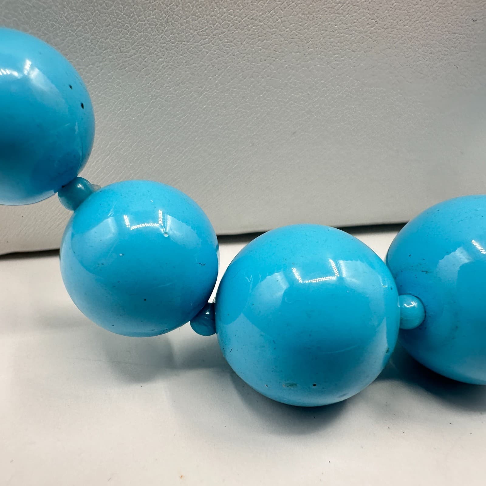 Vintage 90s Blue Graduated Bead Necklace Boho Turquoise Style Round Costume - Thumbnail 3