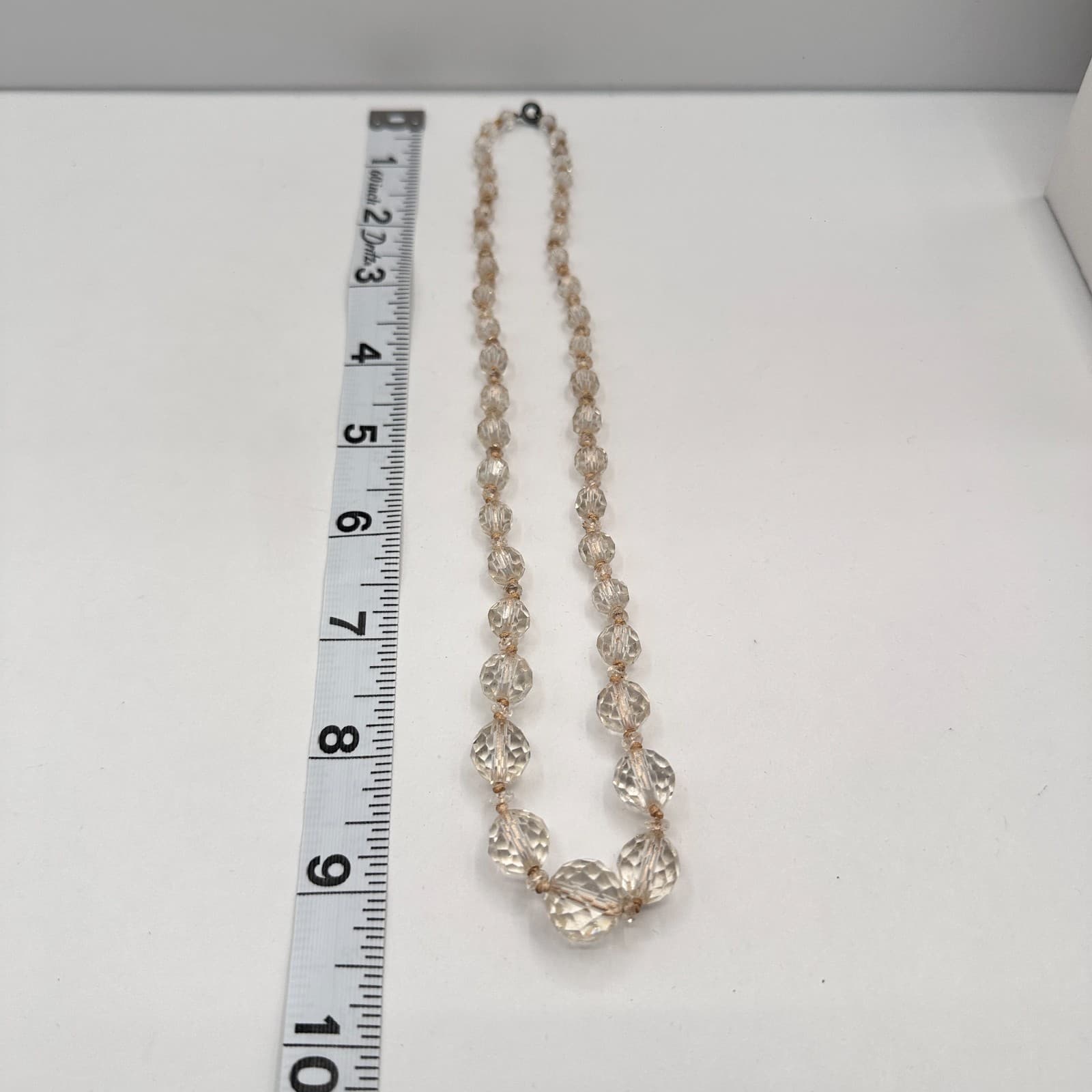 Vintage 90s Clear Faceted Crystal Beaded Necklace Women's Classic Jewelry - Thumbnail 9