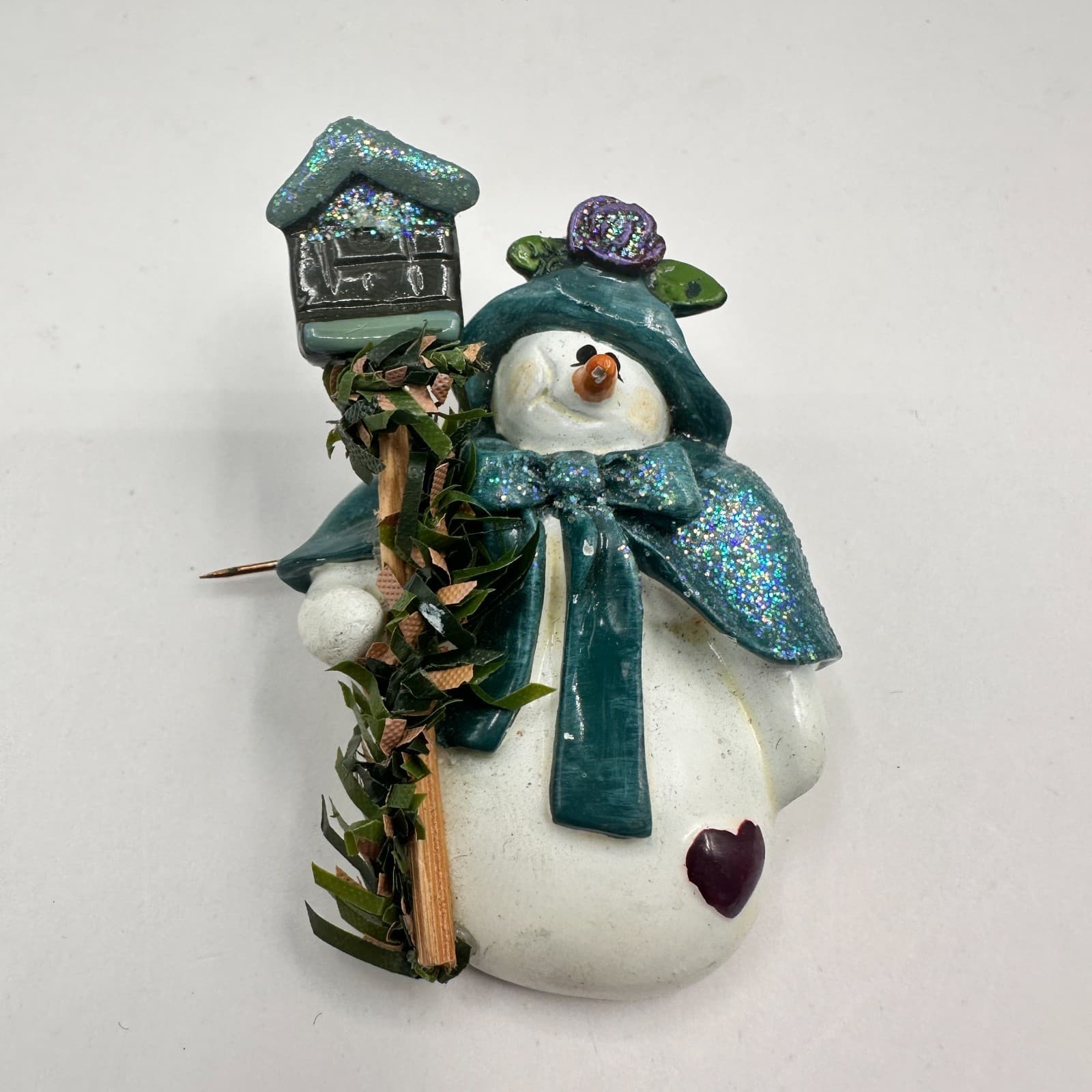 Vintage 90s Snowman Brooch Set Jingle All The Way Bells Christmas Holiday Pins - Thumbnail 4