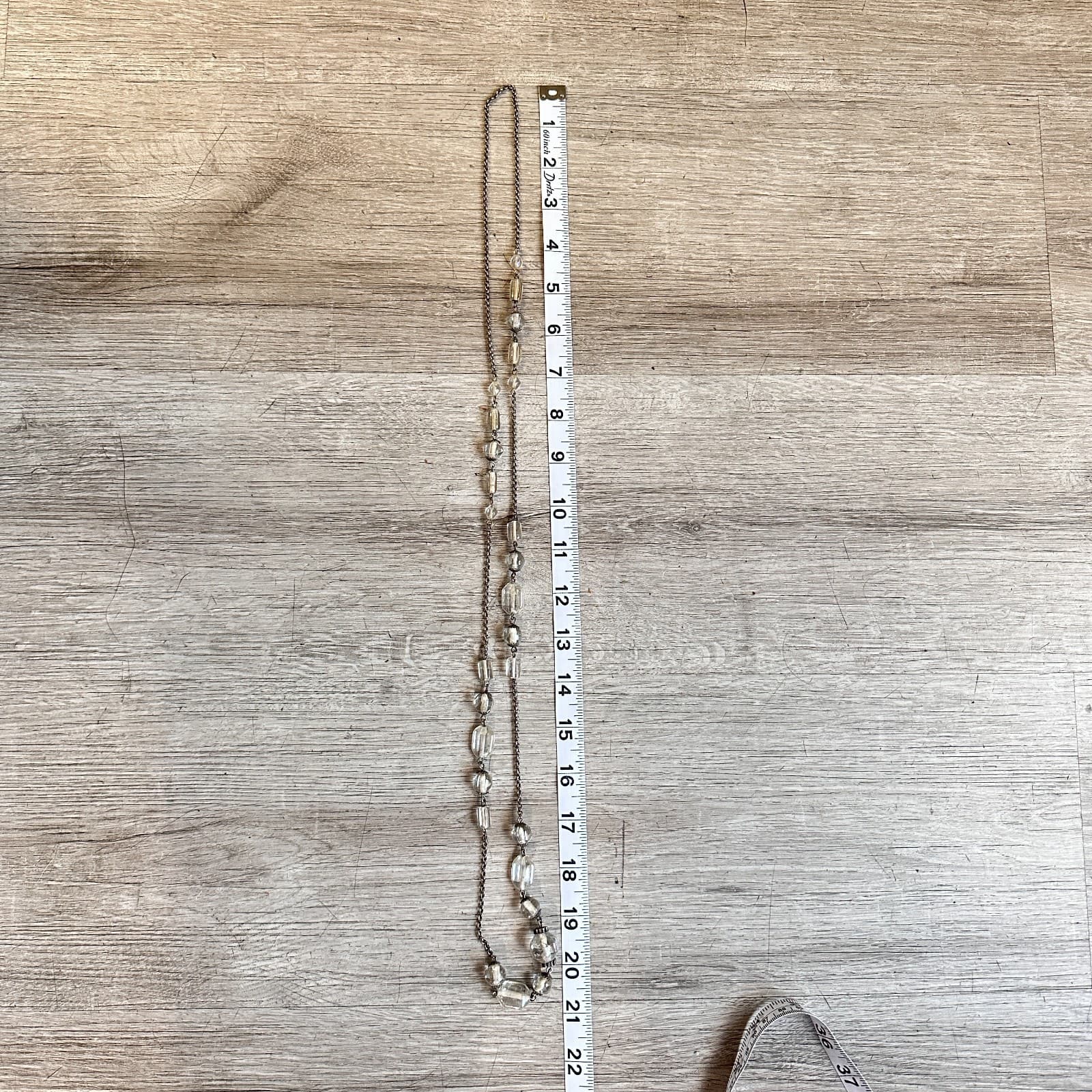 Vintage 90s Clear Glass Bead Necklace Silver Tone Chain Boho Women's Jewelry - Thumbnail 6