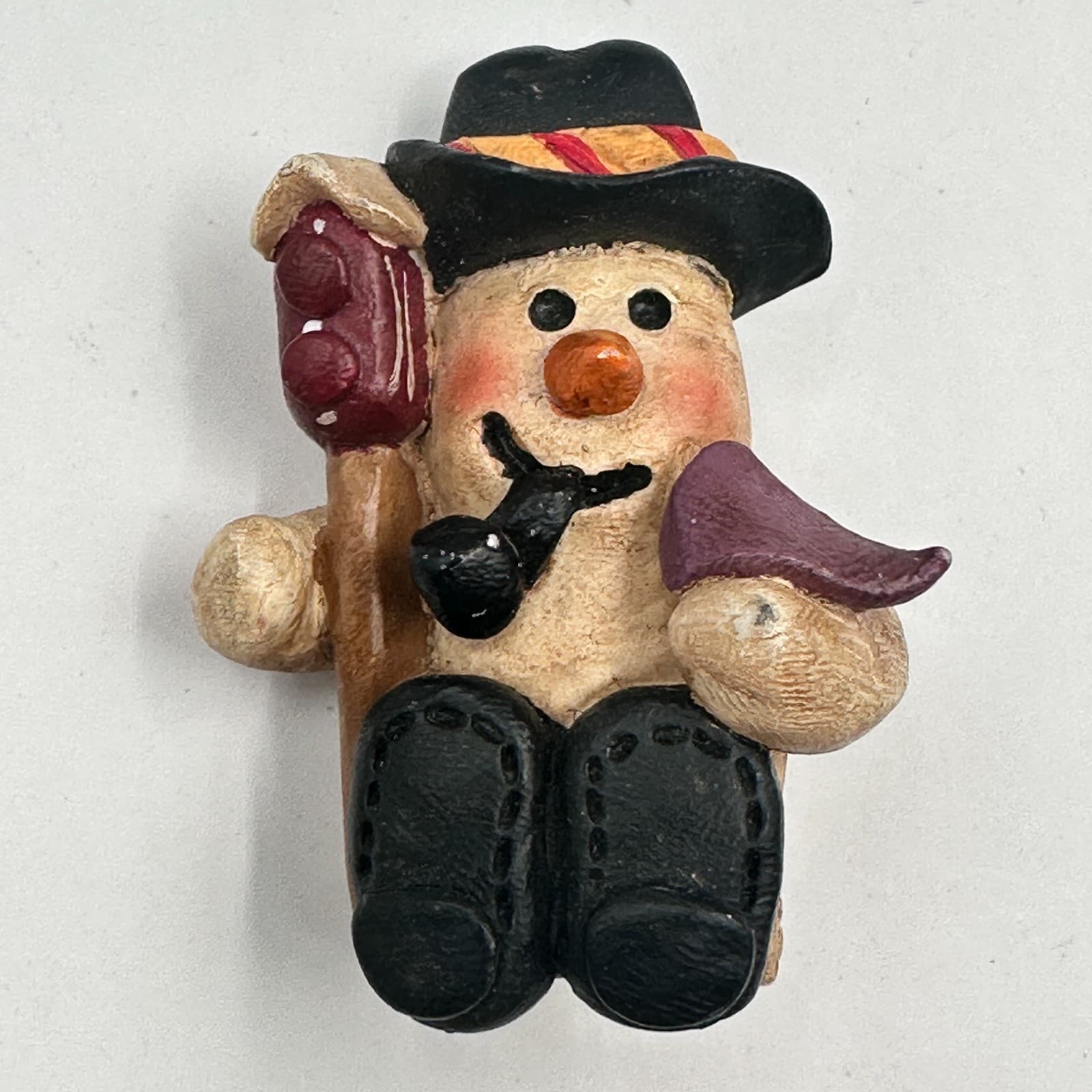 Vintage 90s Snowman Brooch Set Painted Winter Holiday Pins Fashion Jewelry - Thumbnail 7