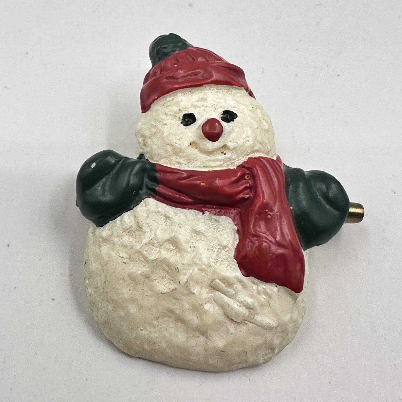 Vintage 90s Snowman Brooch Set Painted Winter Holiday Pins Fashion Jewelry - Thumbnail 9