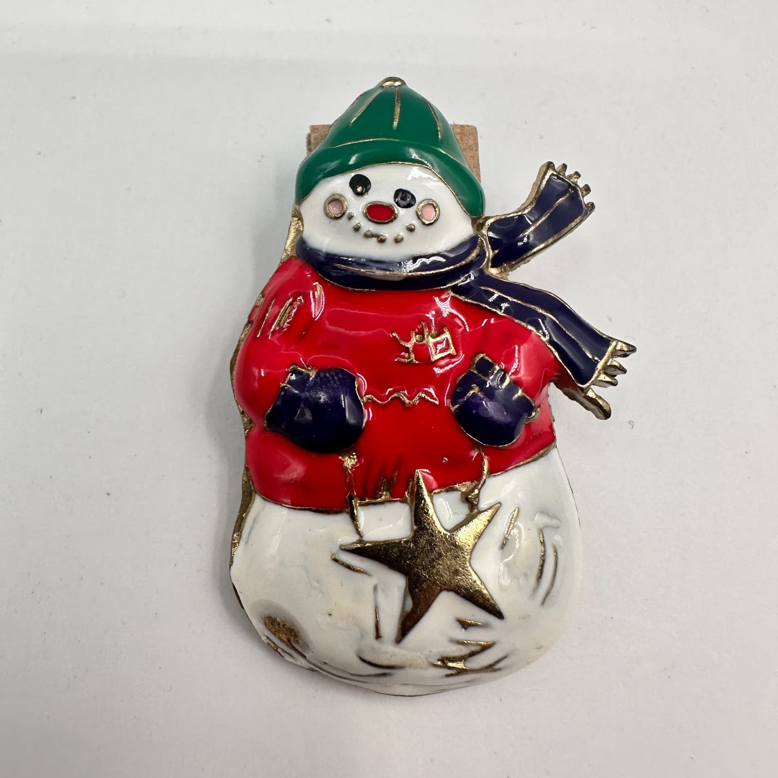 Vintage 90s Snowman Brooch Set Jingle All The Way Bells Christmas Holiday Pins - Thumbnail 6