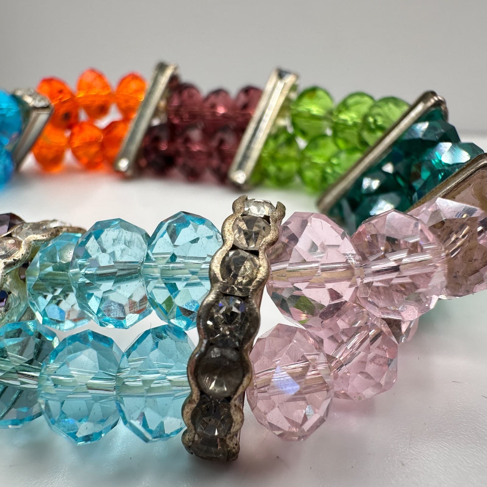 Vintage Y2K Crystal Beaded Stretch Bracelet Rhinestone Women's Classic Jewelry - Thumbnail 6