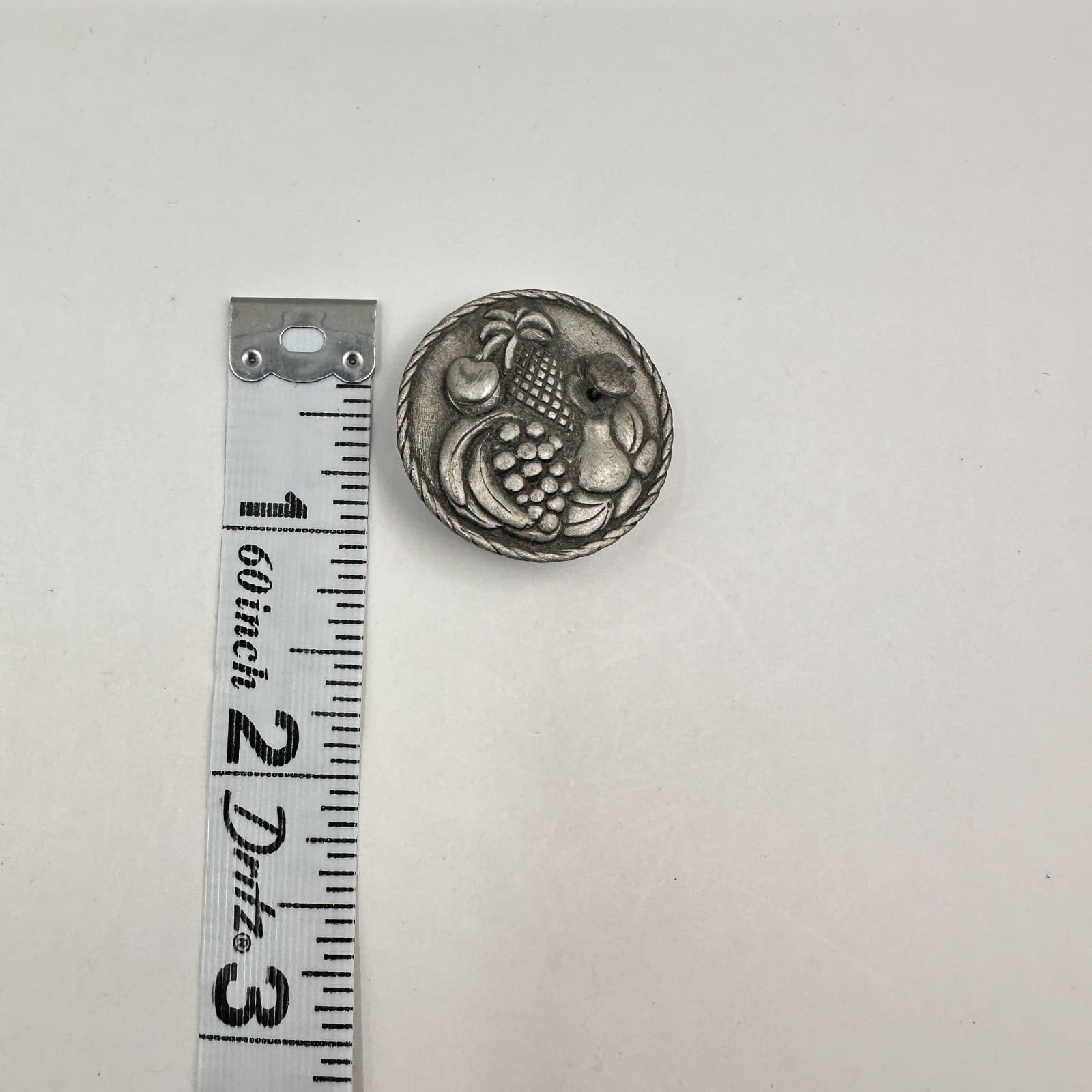 Vintage 80s JJ Pewter Fruit Basket Brooch & Stud Earrings Set Silver Tone - Thumbnail 7