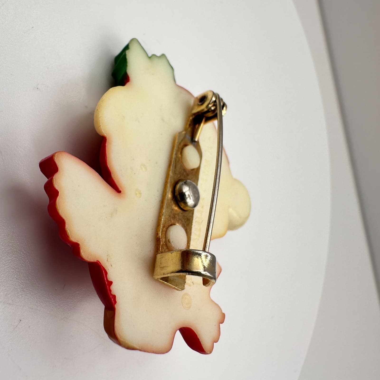 Vintage 80s Christmas Red Bird Brooch Pin Santa Hat Holiday Women' s Jewelry - Thumbnail 3