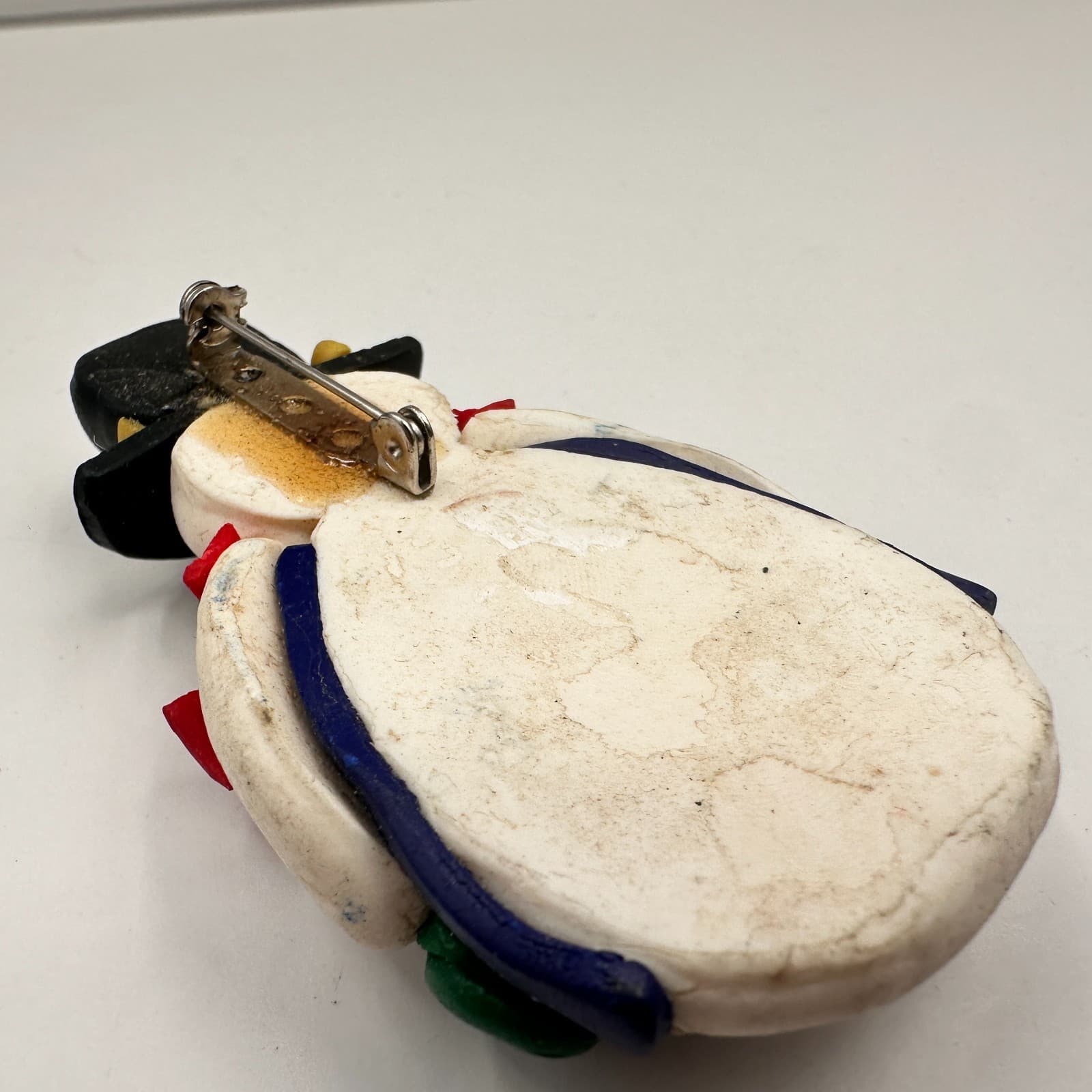 Vintage 90s Snowman Brooch Set Painted Winter Holiday Pins Fashion Jewelry - Thumbnail 4