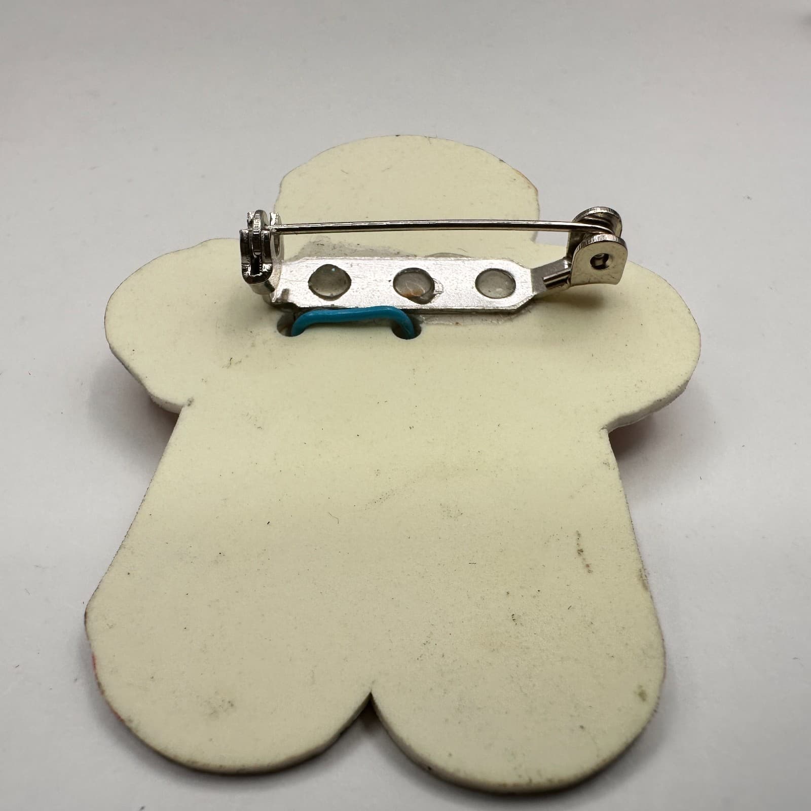 Vintage 90s Krazy Sues Kreations Snowman Gingerbread Pin Brooch Set Glitter Art - Thumbnail 4