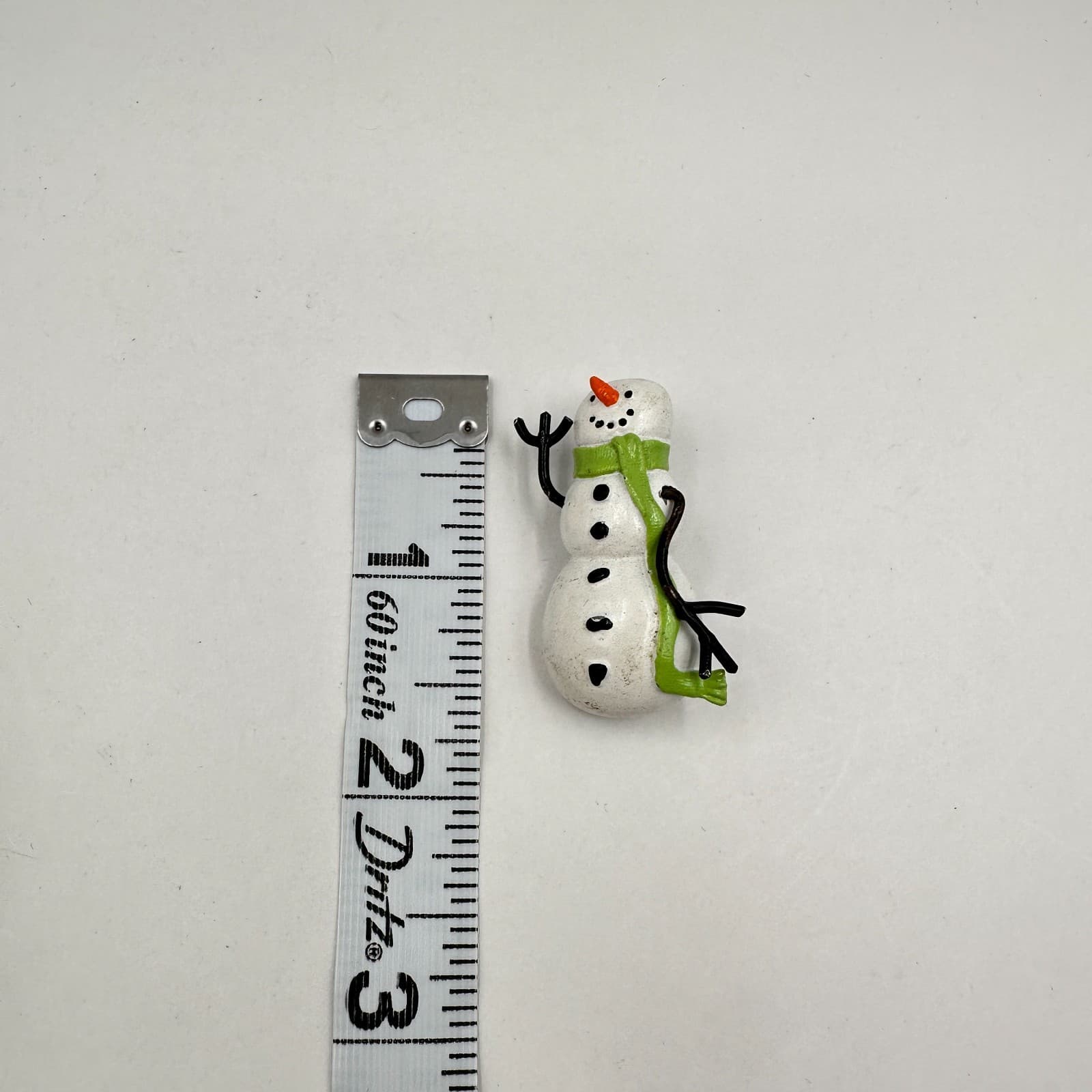Vintage 80s Snowman Brooch Pin White Enamel Green Scarf Winter Classic Jewelry - Thumbnail 6