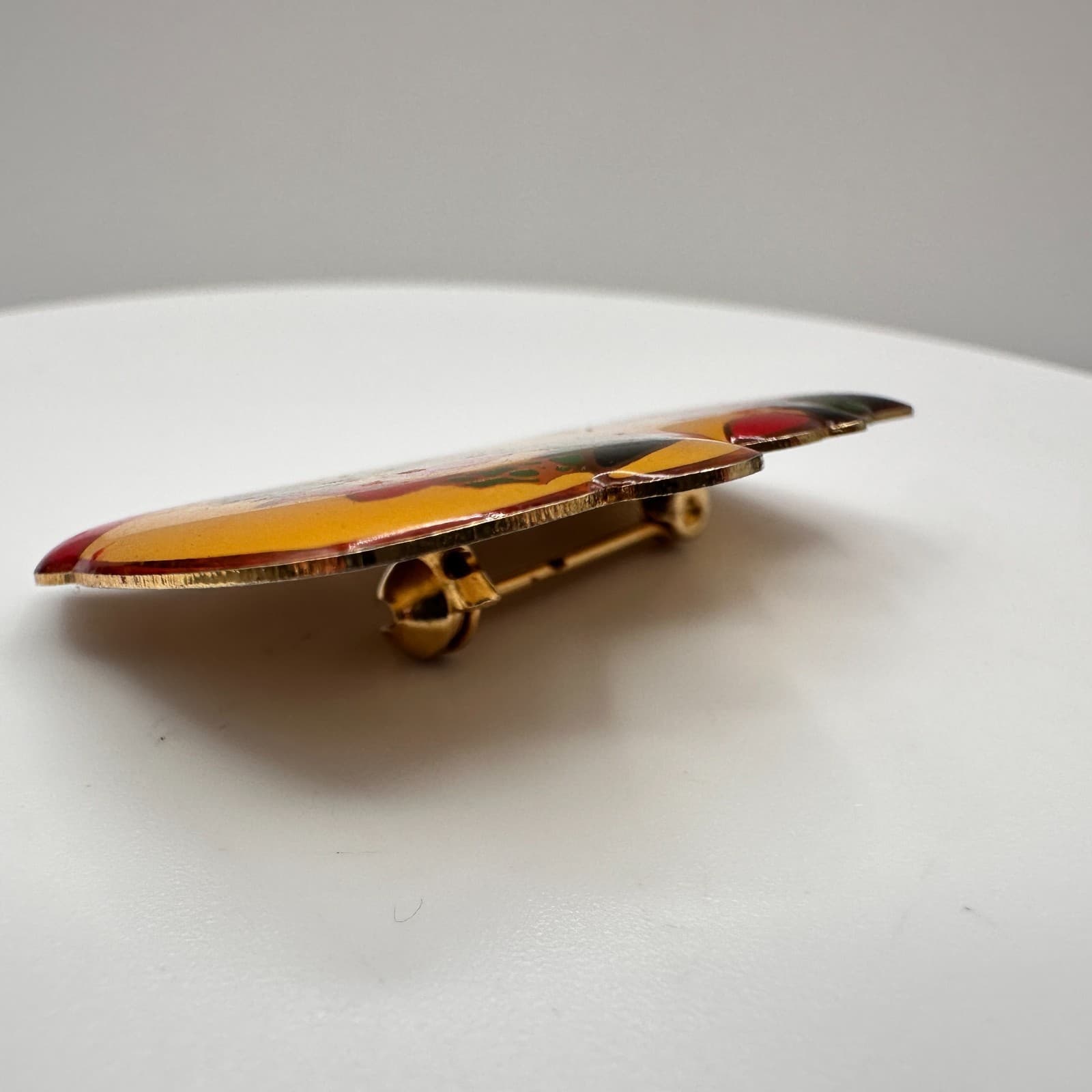 Vintage 80s Christmas Snowman Brooch Pin Gold Tone Enamel Holiday Jewelry - Thumbnail 4