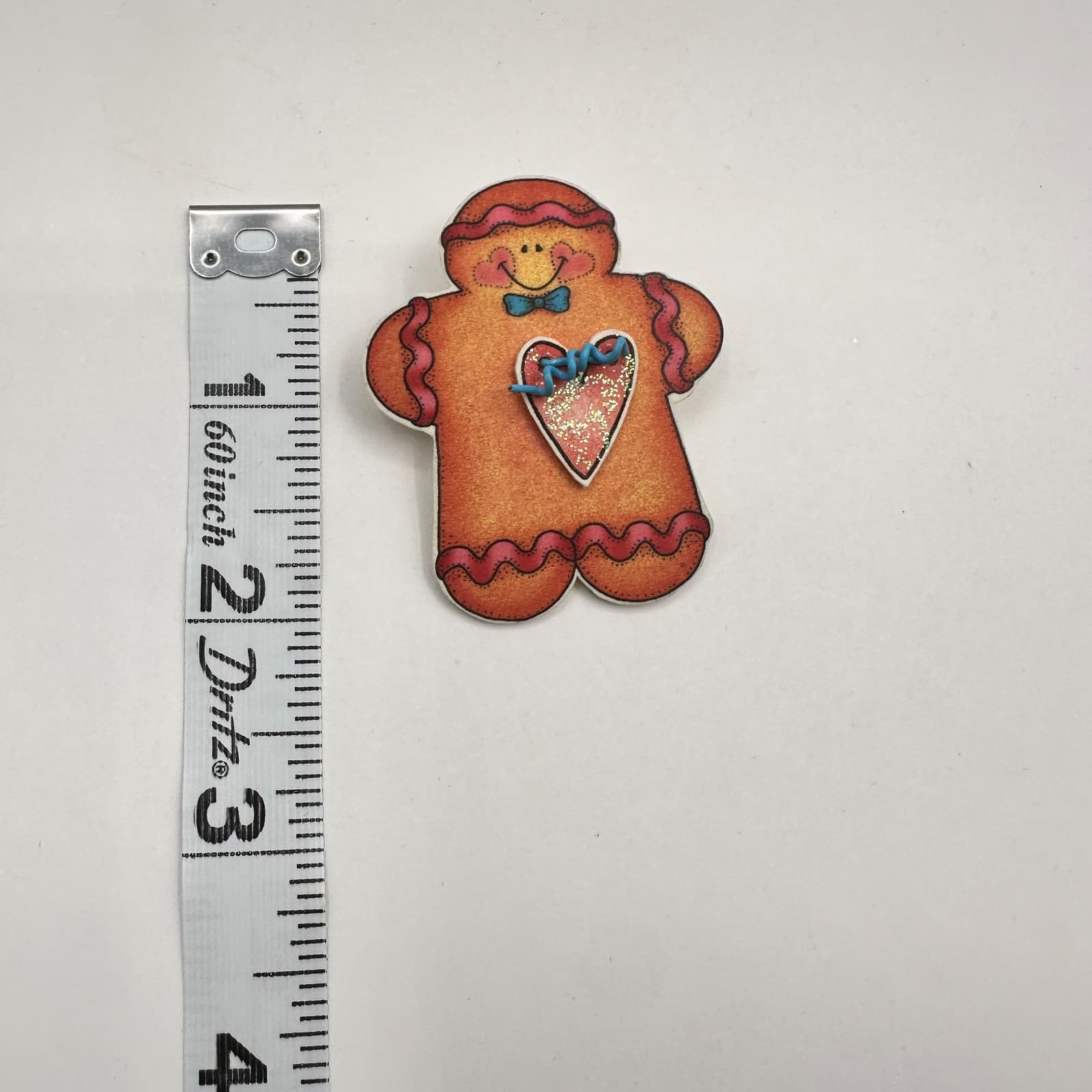 Vintage 90s Krazy Sues Kreations Snowman Gingerbread Pin Brooch Set Glitter Art - Thumbnail 13