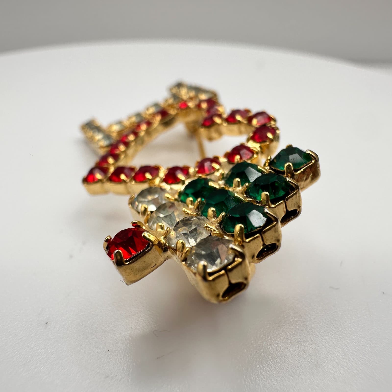 Vintage 90s I Love Christmas Tree Brooch Pin Gold Tone Classic Fashion Jewelry - Thumbnail 3