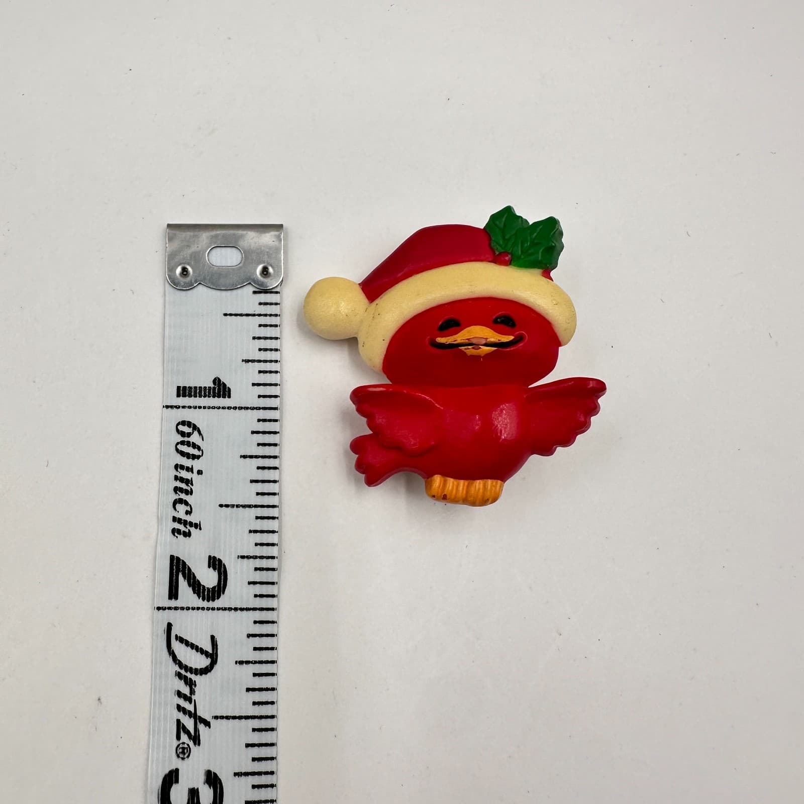 Vintage 80s Christmas Red Bird Brooch Pin Santa Hat Holiday Women' s Jewelry - Thumbnail 6