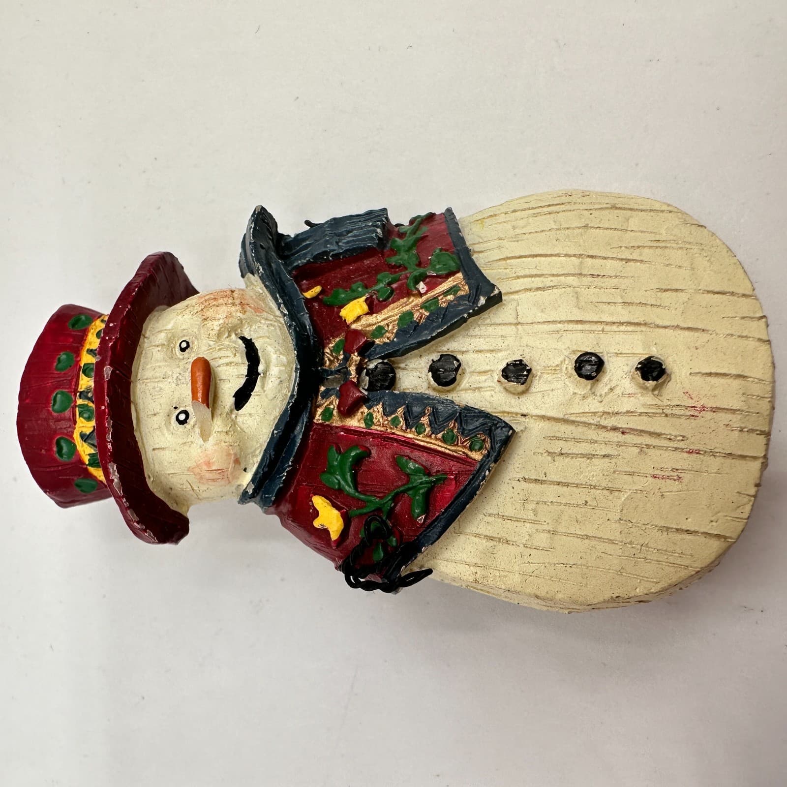 Vintage 90s Snowman Brooch Set Painted Winter Holiday Pins Fashion Jewelry - Thumbnail 7