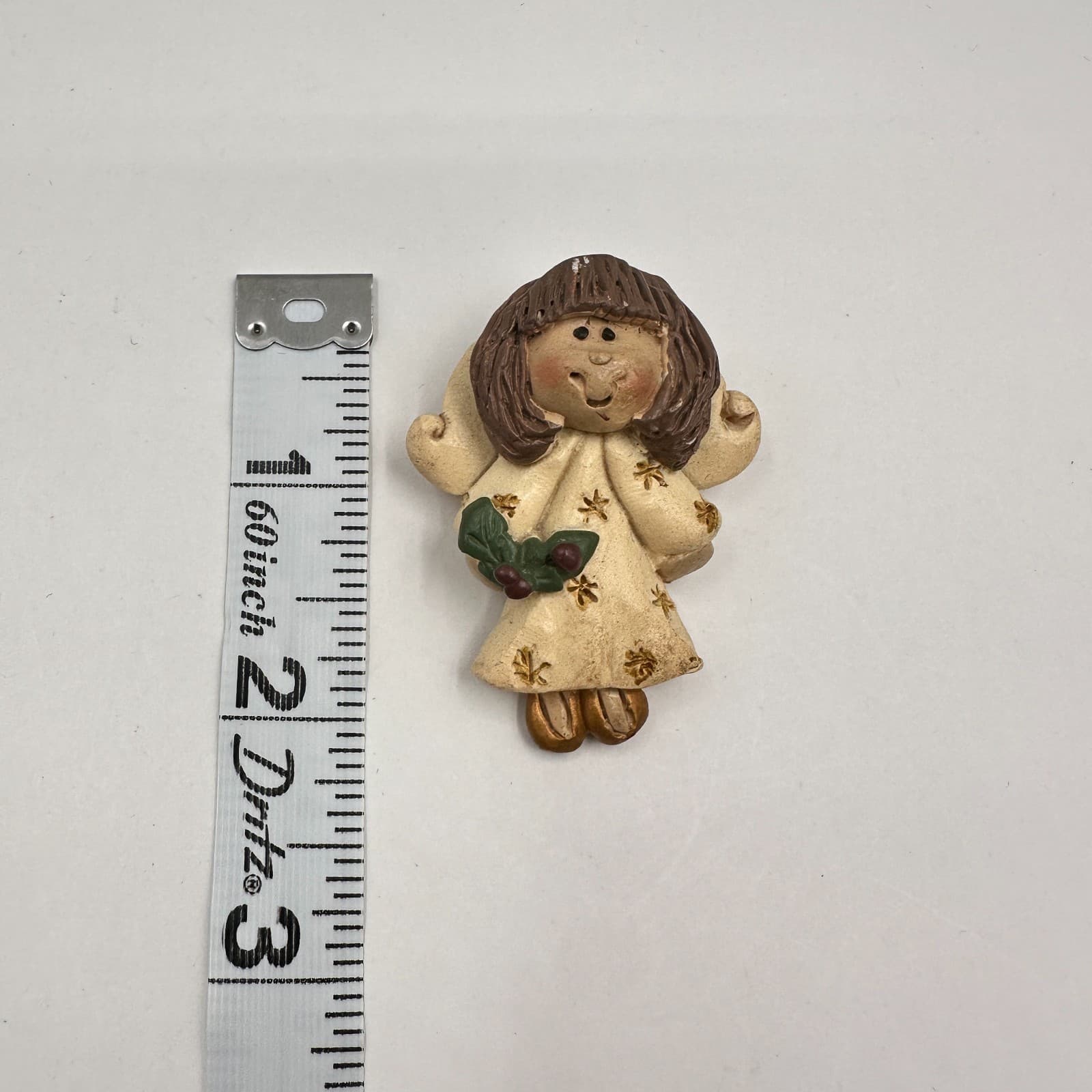 Vintage 90s Christmas Angel Resin Brooch Pin Star Holiday Fashion Jewelry - Thumbnail 5