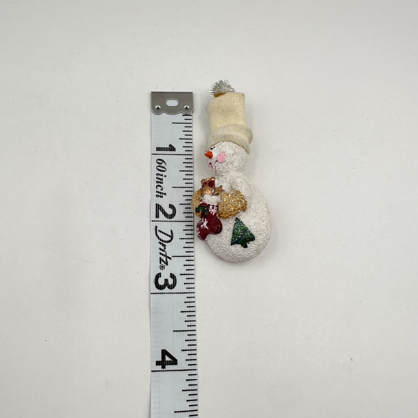 Vintage 90s Snowman Holiday Brooch Pin Glitter Resin Fabric Classic Jewelry - Thumbnail 8