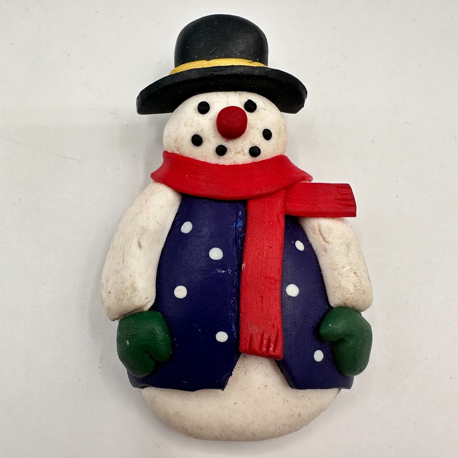 Vintage 90s Snowman Brooch Set Painted Winter Holiday Pins Fashion Jewelry - Thumbnail 3
