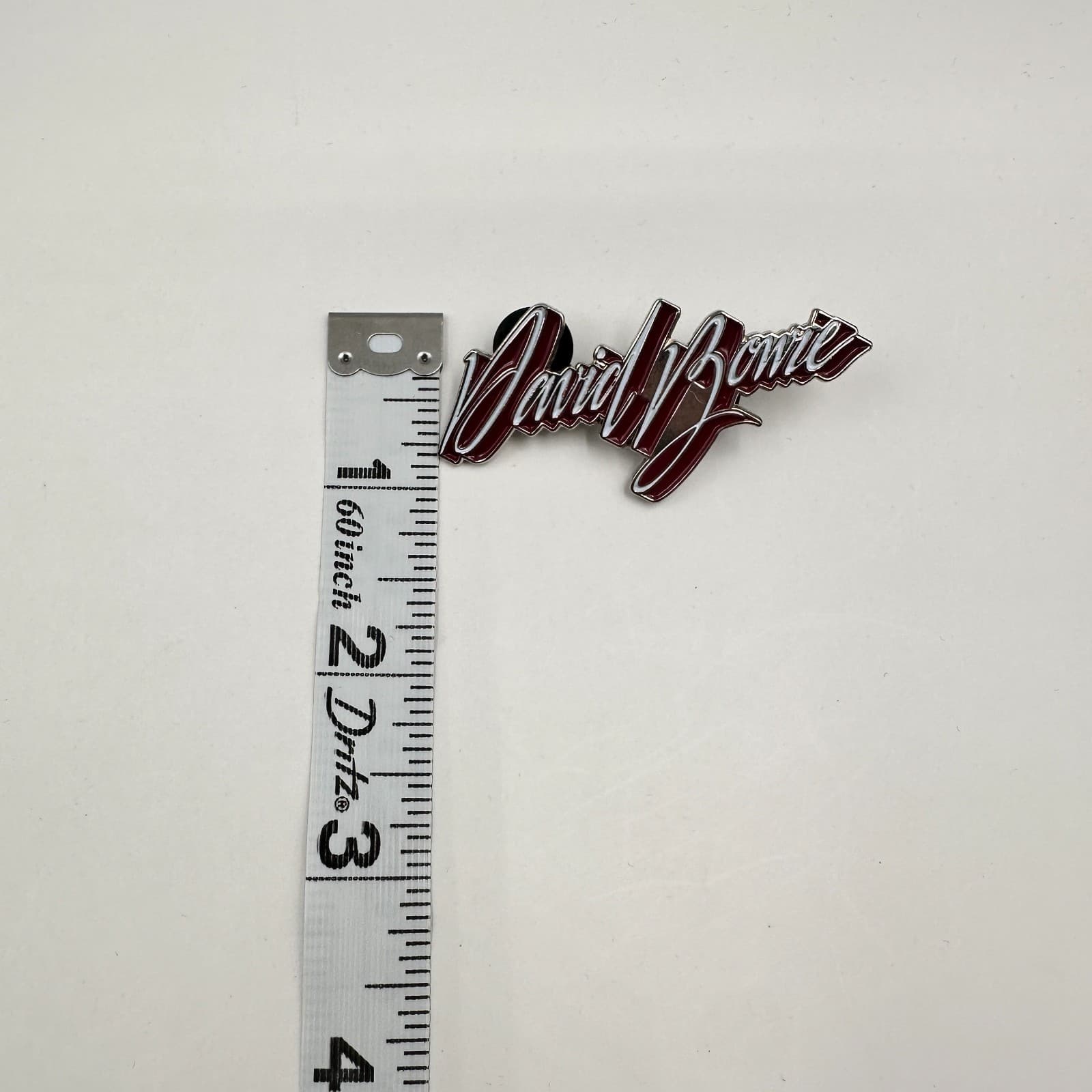 Vintage 90s David Bowie Enamel Brooch Pin Maroon White Logo Rock Music Retro - Thumbnail 6