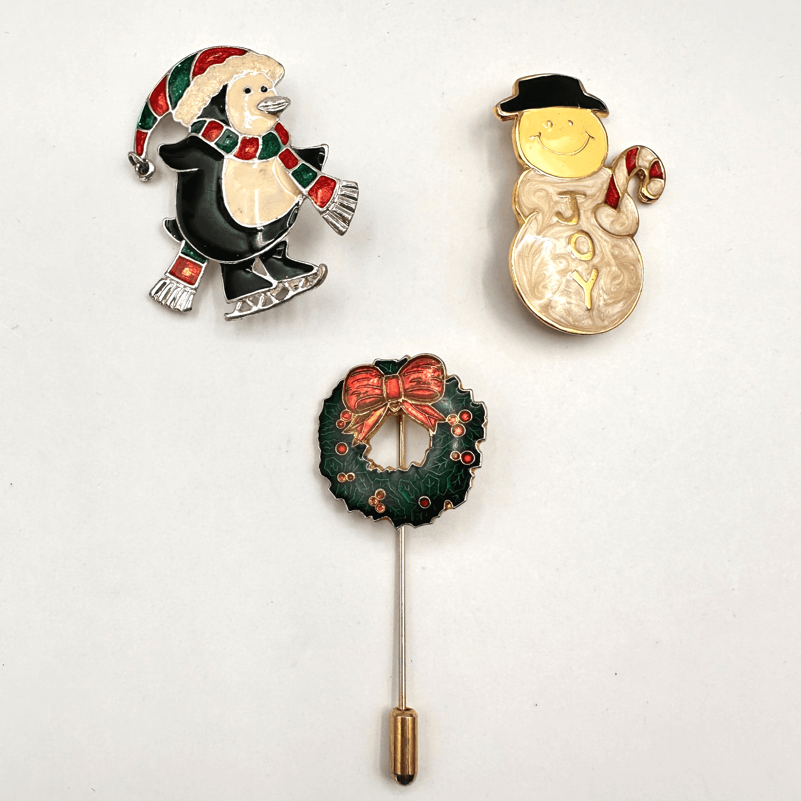 Vintage 90s Christmas Brooch Set Of 3 Pin Lot Women's Classic Fashion Jewelry - Image 1