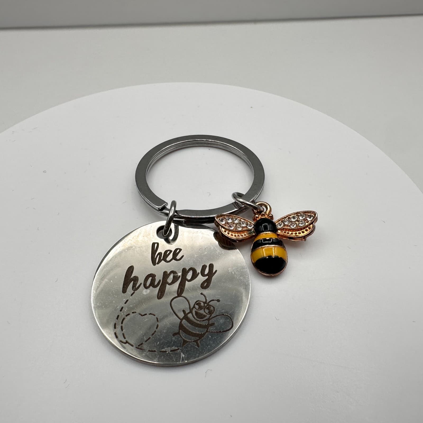 Vintage 90s Bee Happy Keychain & Bee Brooch Pin Set Women's Classic Jewelry - Thumbnail 5