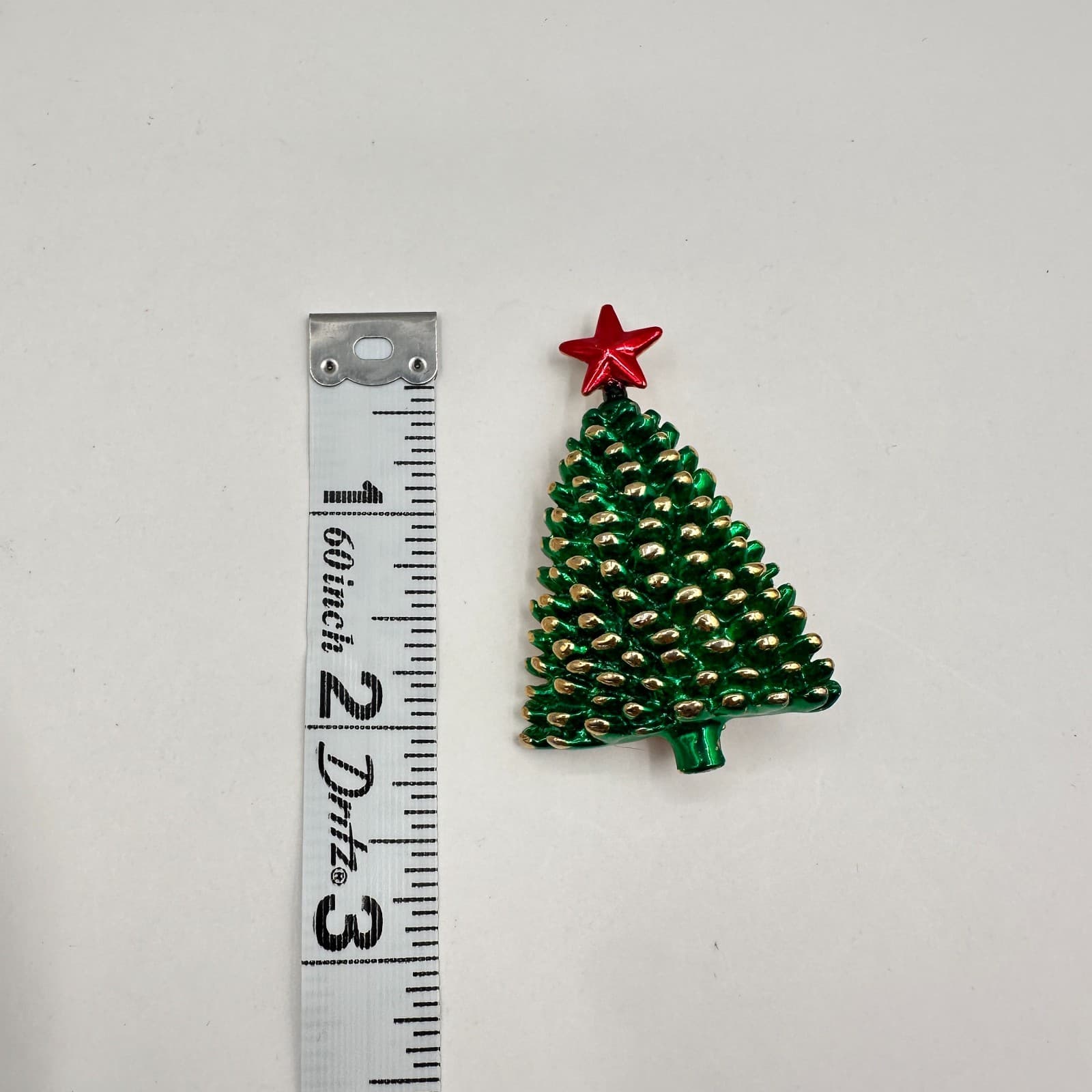 Vintage 90s Christmas Tree Brooch Pin Retro Gold Tone Classic Fashion Jewelry - Thumbnail 6